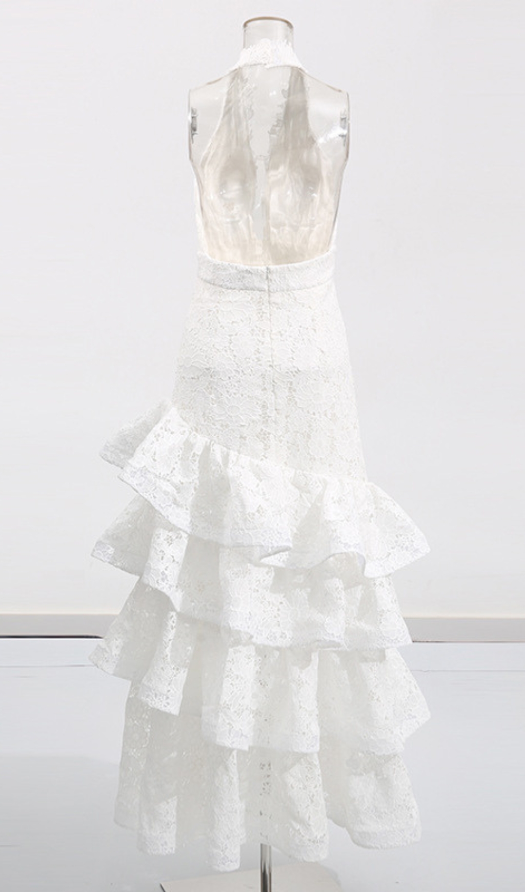 9d6ceecfa729074306ae0e5b92ff7260.jpg Fashionslee Women Ellie White Halter Embroidery Ruffle Maxi Dress