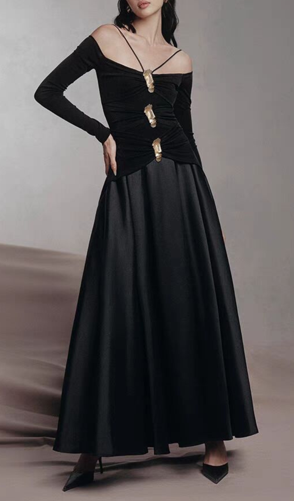 9d77f348de06ea8a361556e1357d28be.jpg Fashionslee Women Cailin Long Sleeve Ruched Maxi Dress