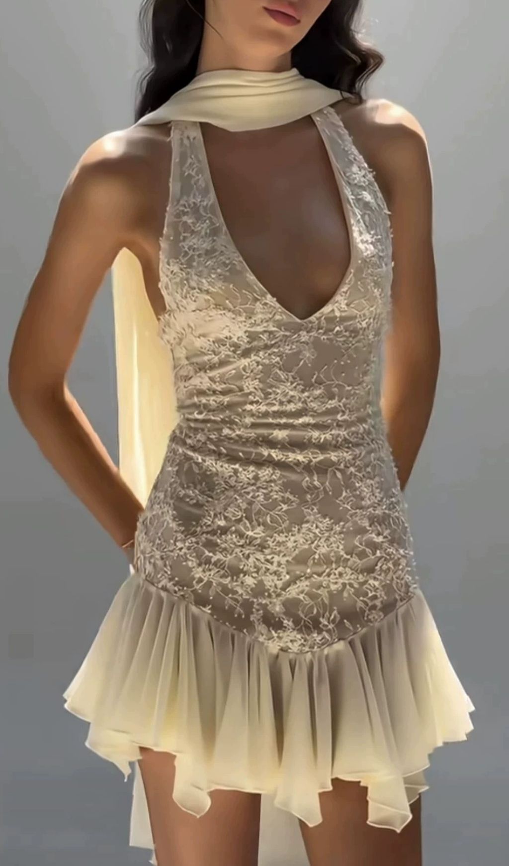 Fashionslee Women Kleio Sleeveless Lace Mini Dress
