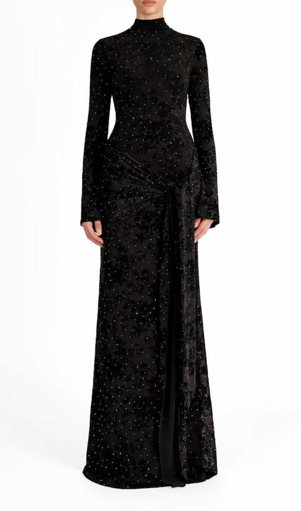 Fashionslee Women Kayleigh Long Sleeve Embellished Maxi Dress