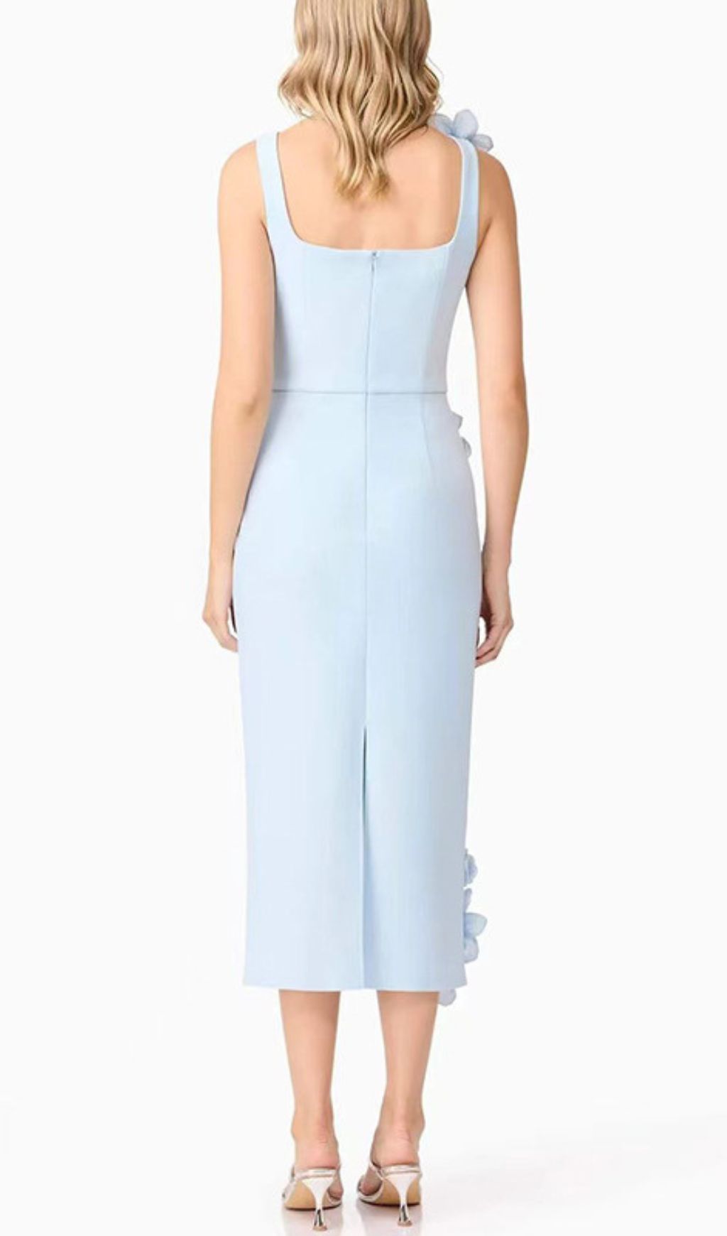 Fashionslee Women Harper Blue Flower Embellished Midi Dress