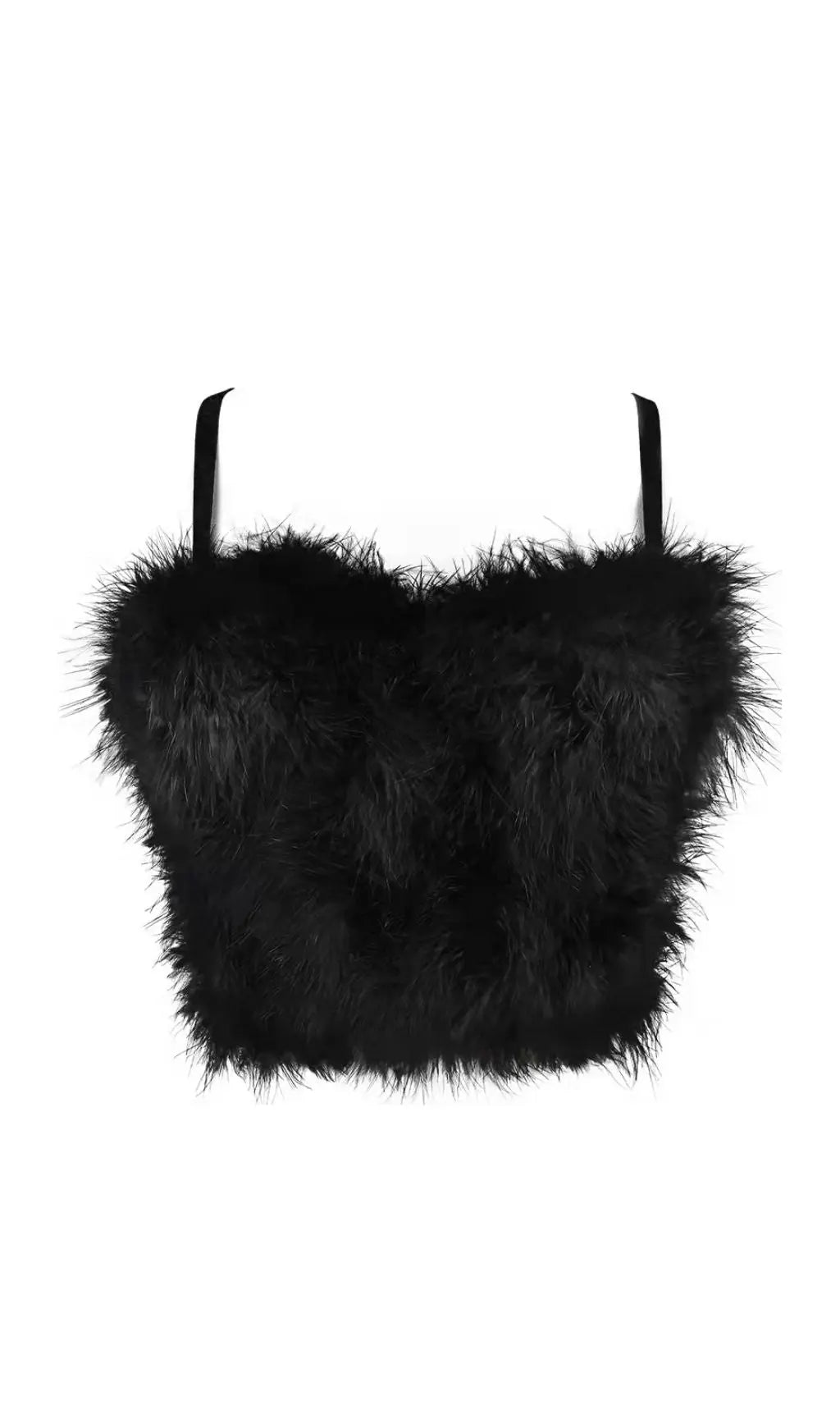 Fashionslee Women Black Feather Corset Top