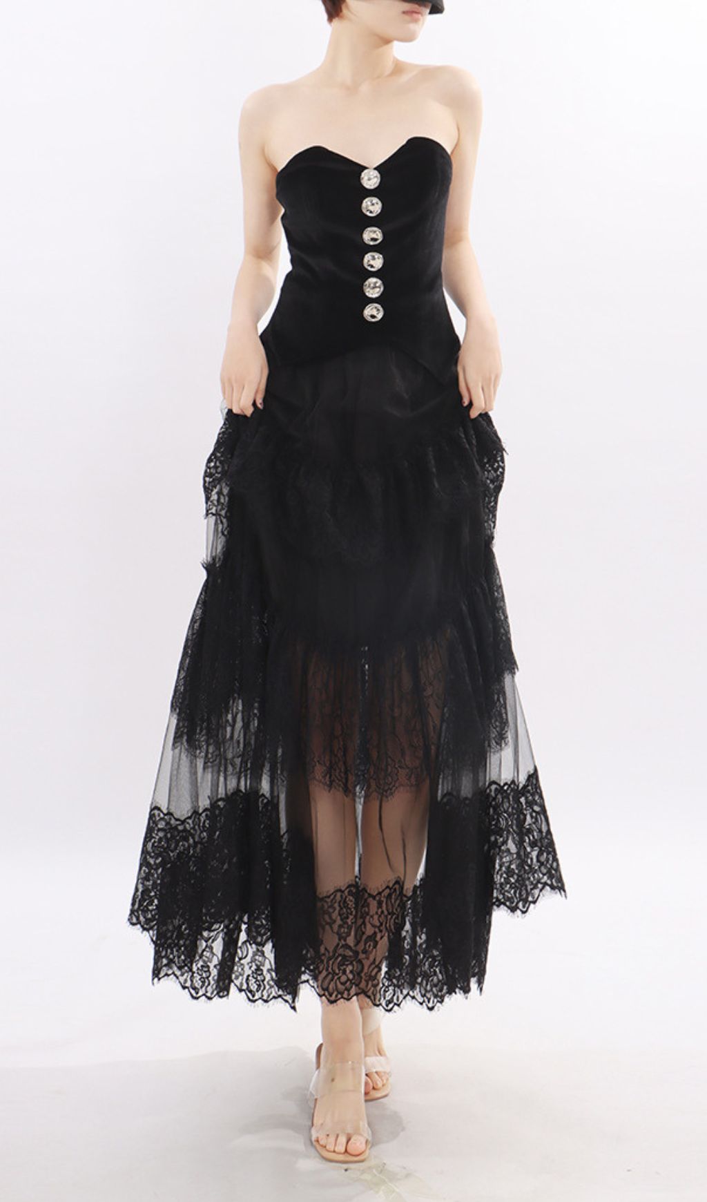 9e0222004ec23aec1faafe43f18d1ee4.jpg Fashionslee Women Kaliyah Black Strapless Lace Maxi Dress
