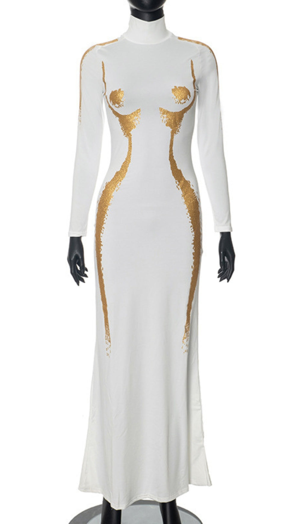 Fashionslee Women Ara White Printed Maxi Dress