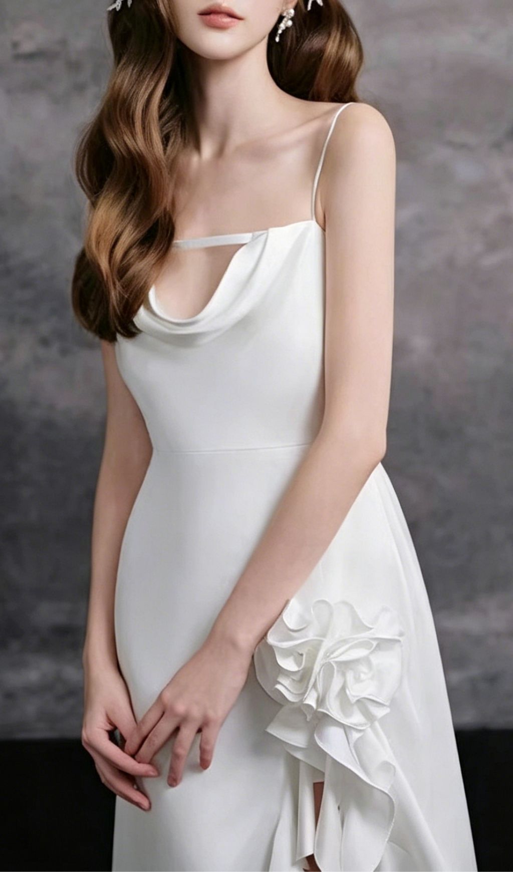 9e30ef7515ea0c7abffda7e497e7e688.jpg Fashionslee Women Kirana White Strappy Flower Ruffle Maxi Dress