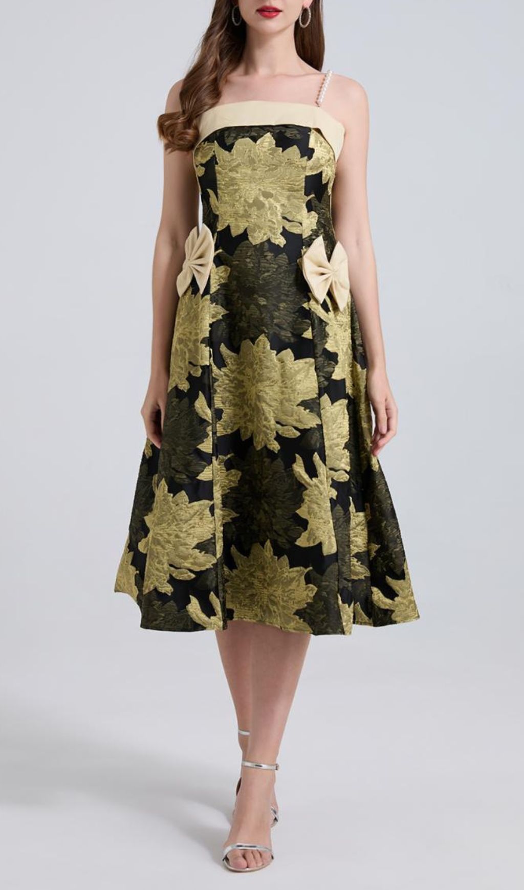9e636c7eeead2d9e99a82145cc2d616d.jpg Fashionslee Women Faylinn Flower Bow Pearl Midi Dress