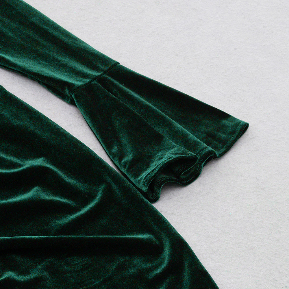 TRENDING GREEN FLOUNCE DRESS WITH SPLIT - OWNCI TRENDING GREEN FLOUNCE DRESS WITH SPLIT - OWNCI