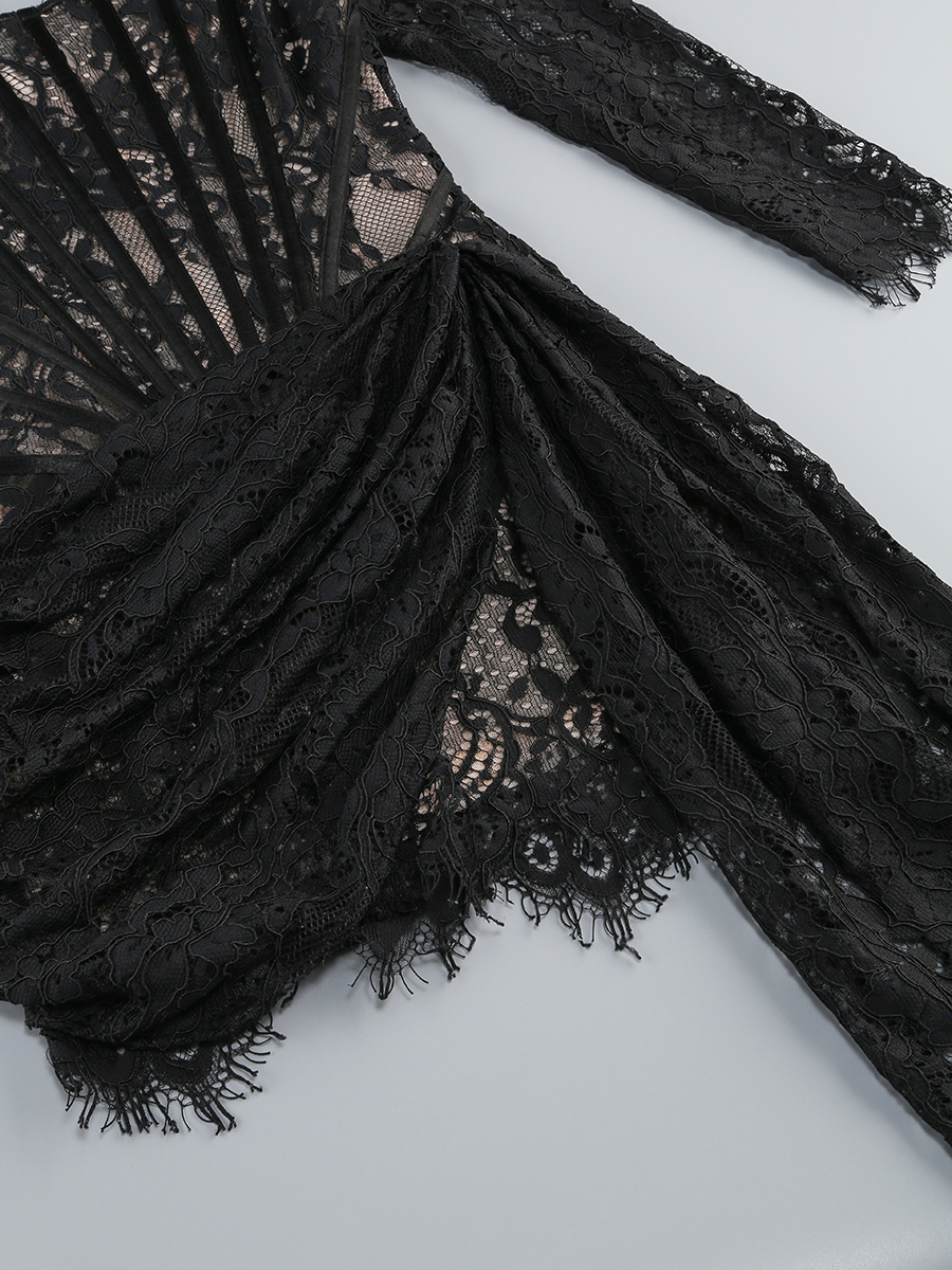 9e85aec8a2d741e08e381550f2b17e77.jpg Fashionslee Women Callan Lace Long Sleeve Corset Mini Dress
