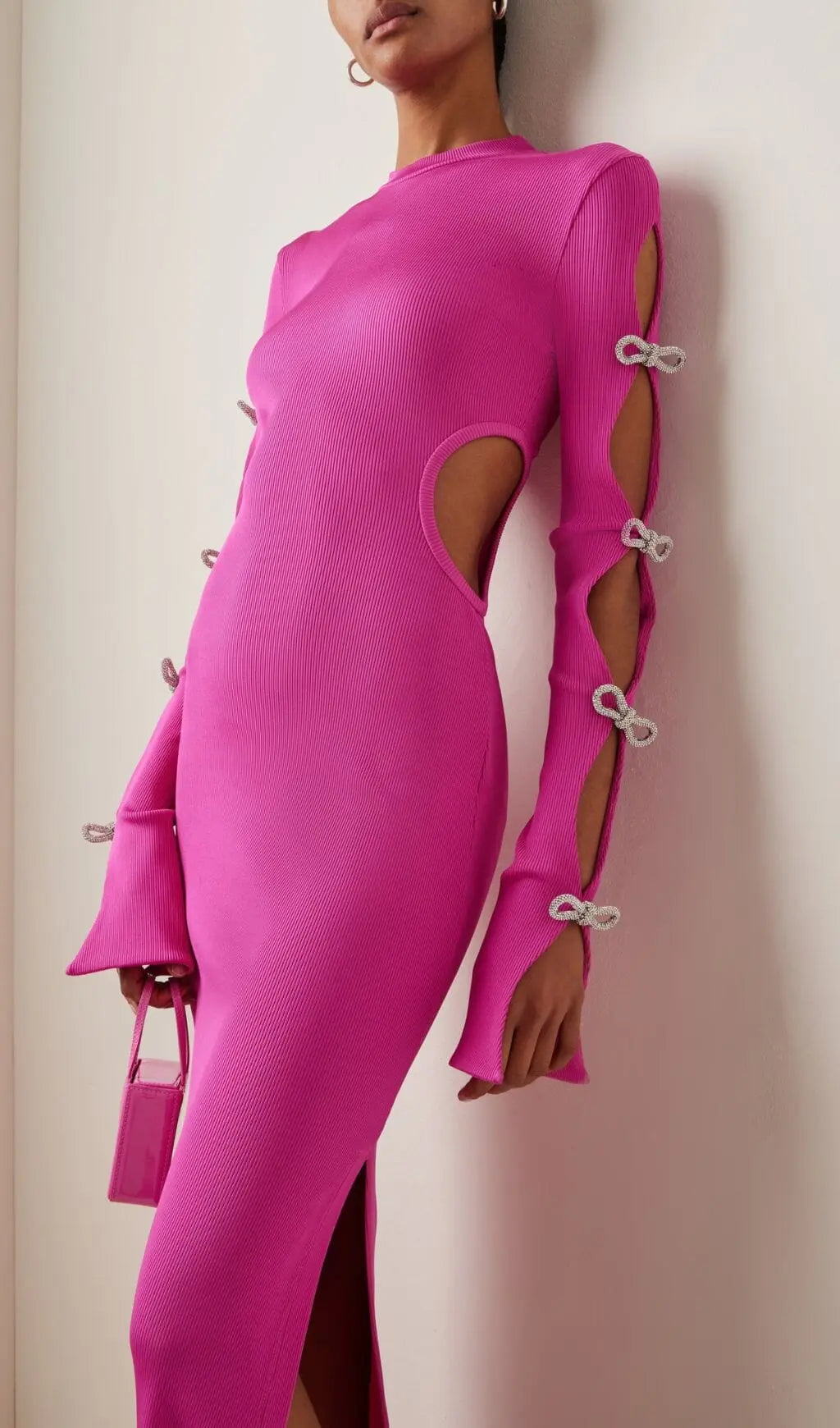Fashionslee Women Bandage Cut Out Maxi Dress In Pink