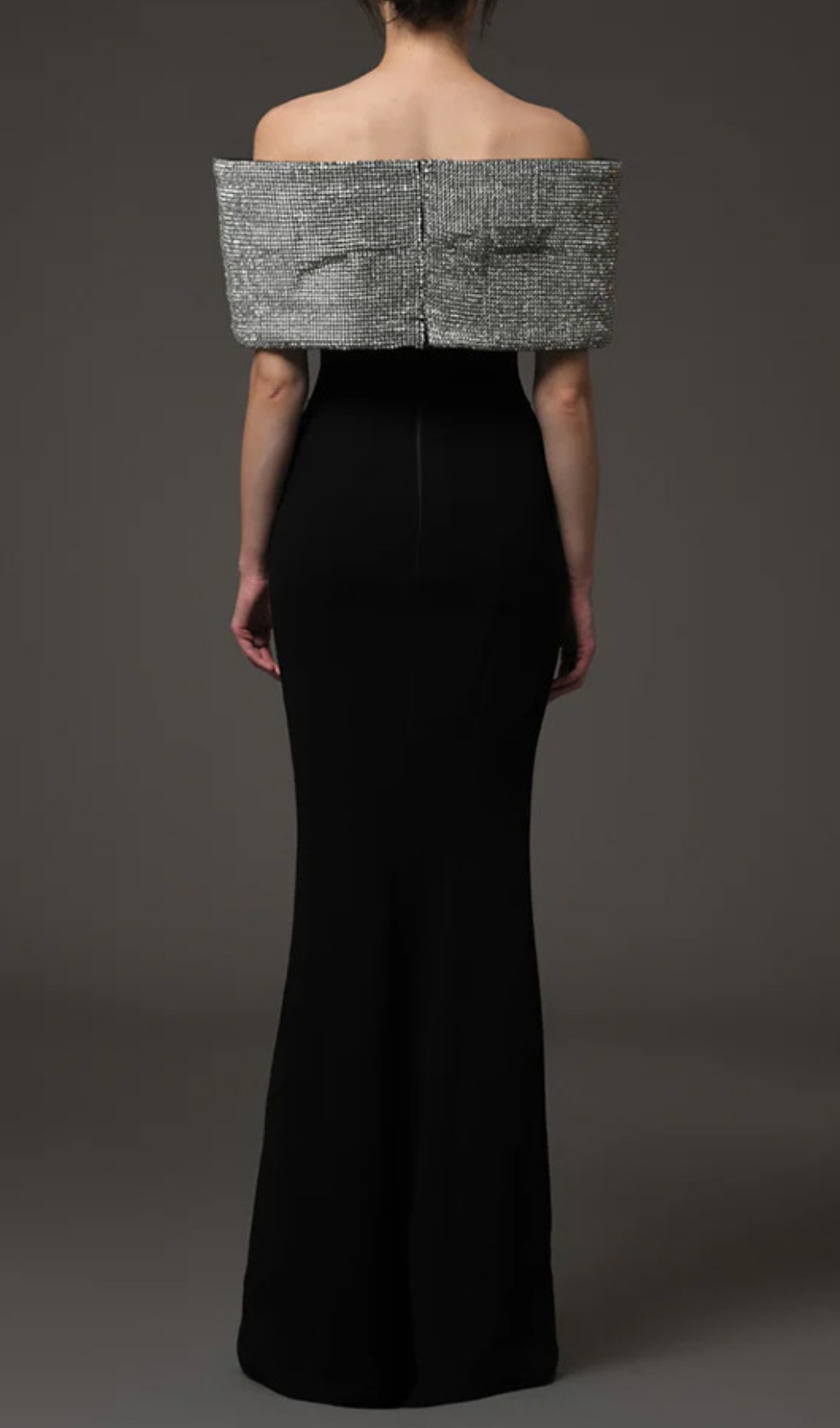 Fashionslee Women Dosia Black Bow Diamond Maxi Dress