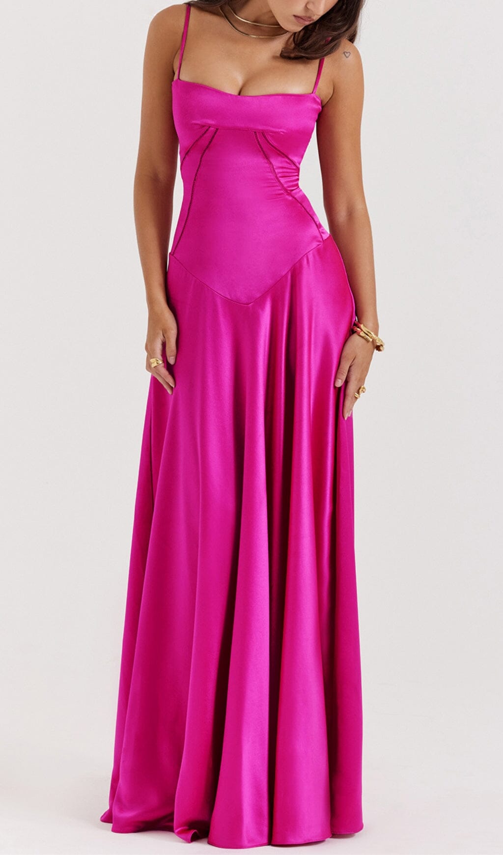 9ea73a73631c0caa936b49e8849710f1.jpeg Fashionslee Women Fuchsia Lace Up Maxi Dress