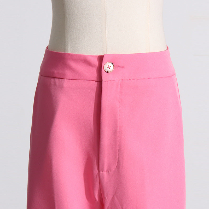 TRENDING PINK CUTOUT BLAZER SUIT - OWNCI