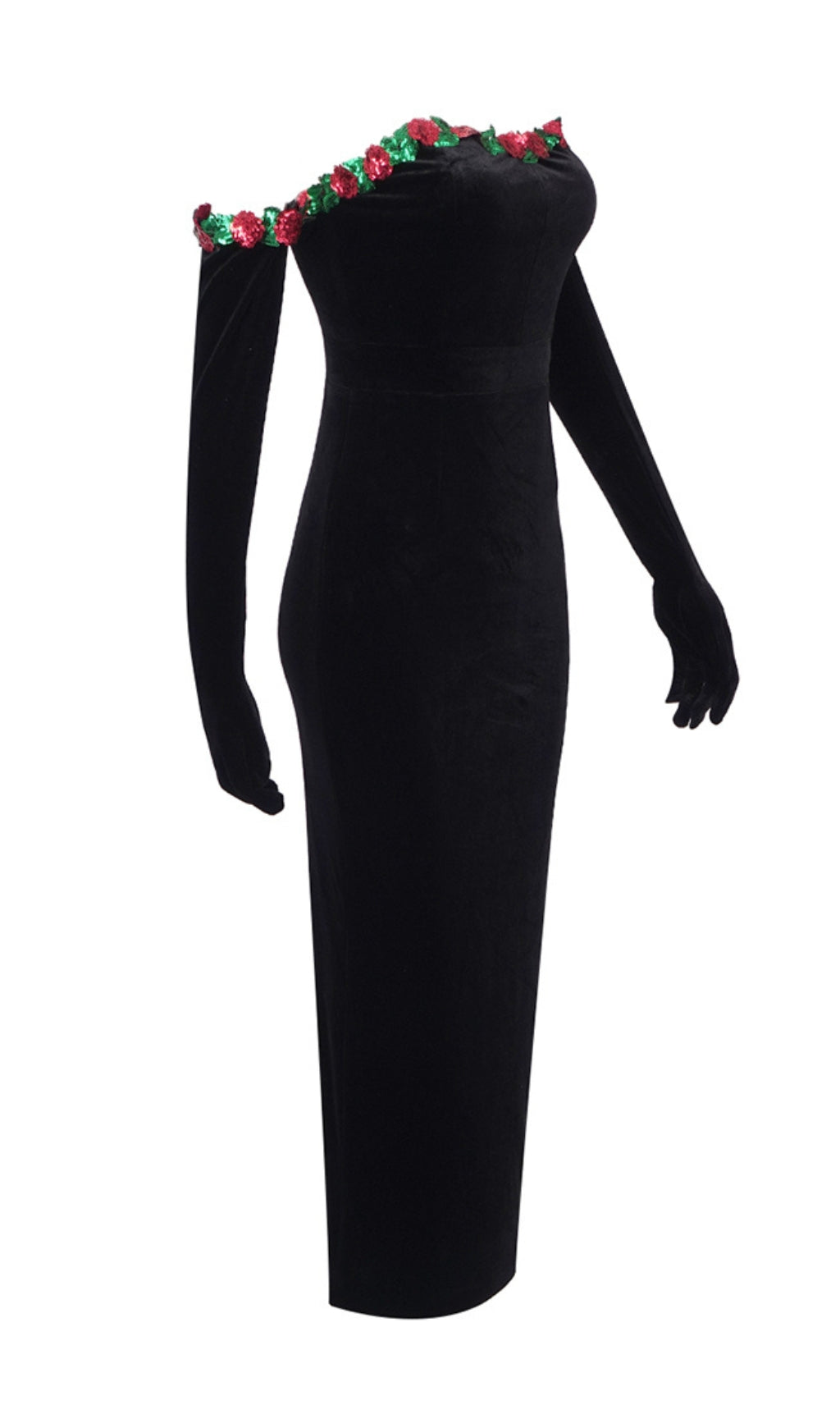 9ec3e1e7ee523d47b783d2386ce8ba0a.jpeg Fashionslee Women Anomie Floral Detail Midi Velvet Dress