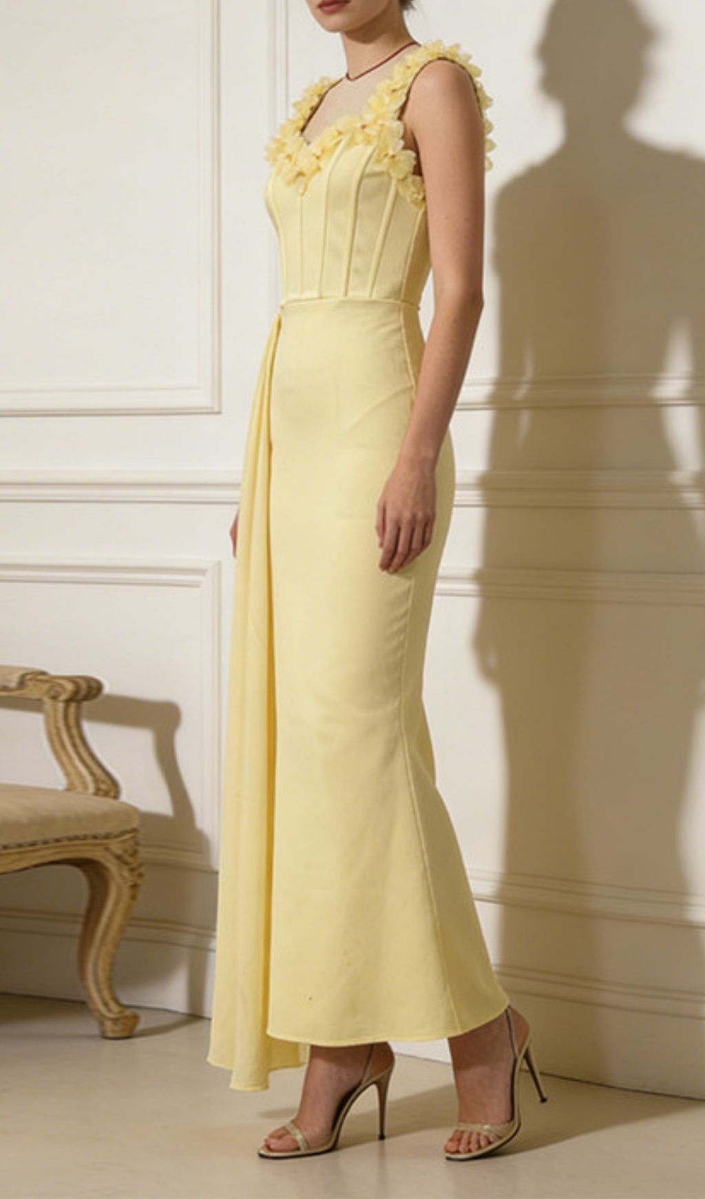 Fashionslee Women Keaghlan Yellow Flower Corset Maxi Dress