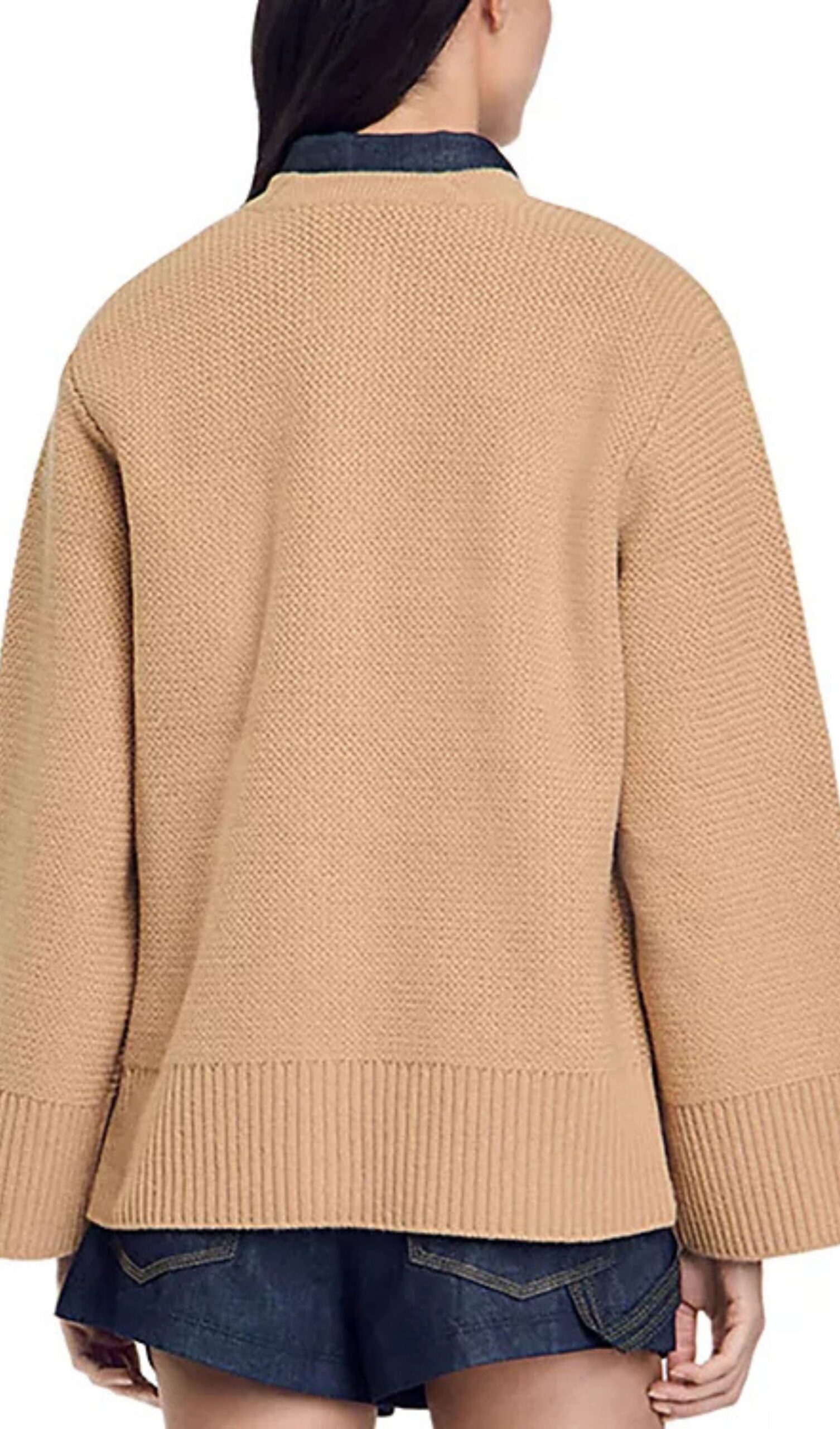 Fashionslee Women Martie Camel Flared Sleeve Cardigan