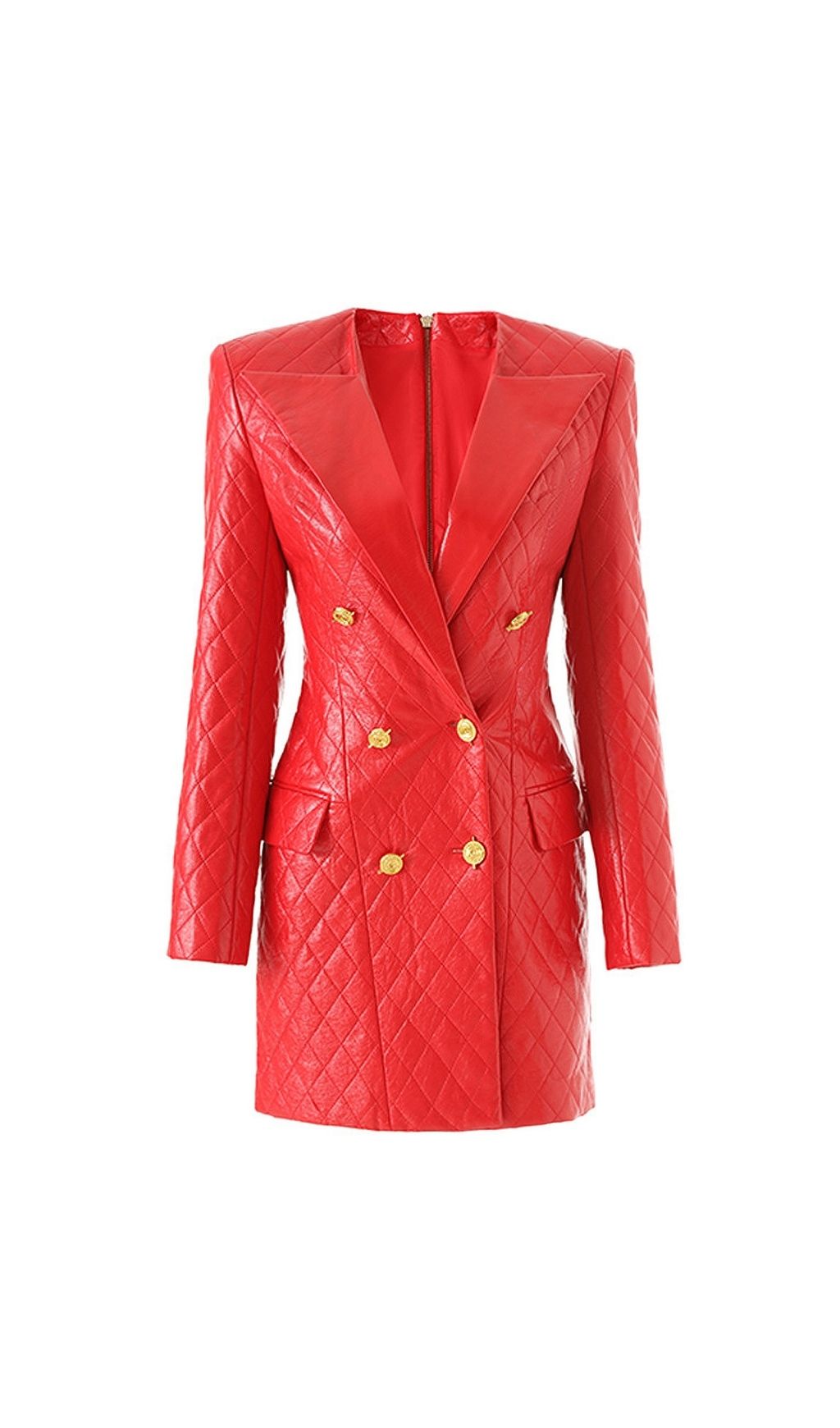 Fashionslee Women Kinipela Red PU Leather Blazer Dress