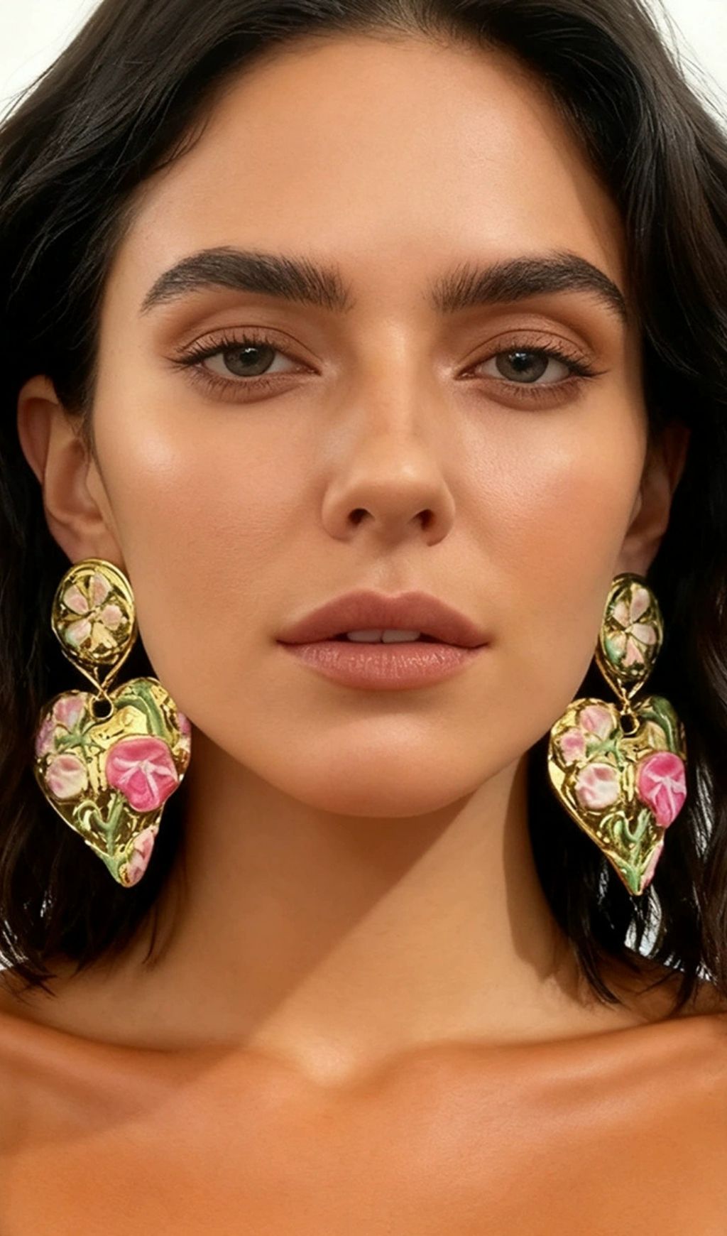 Fashionslee Women Jumelle Heart Flower Earrings
