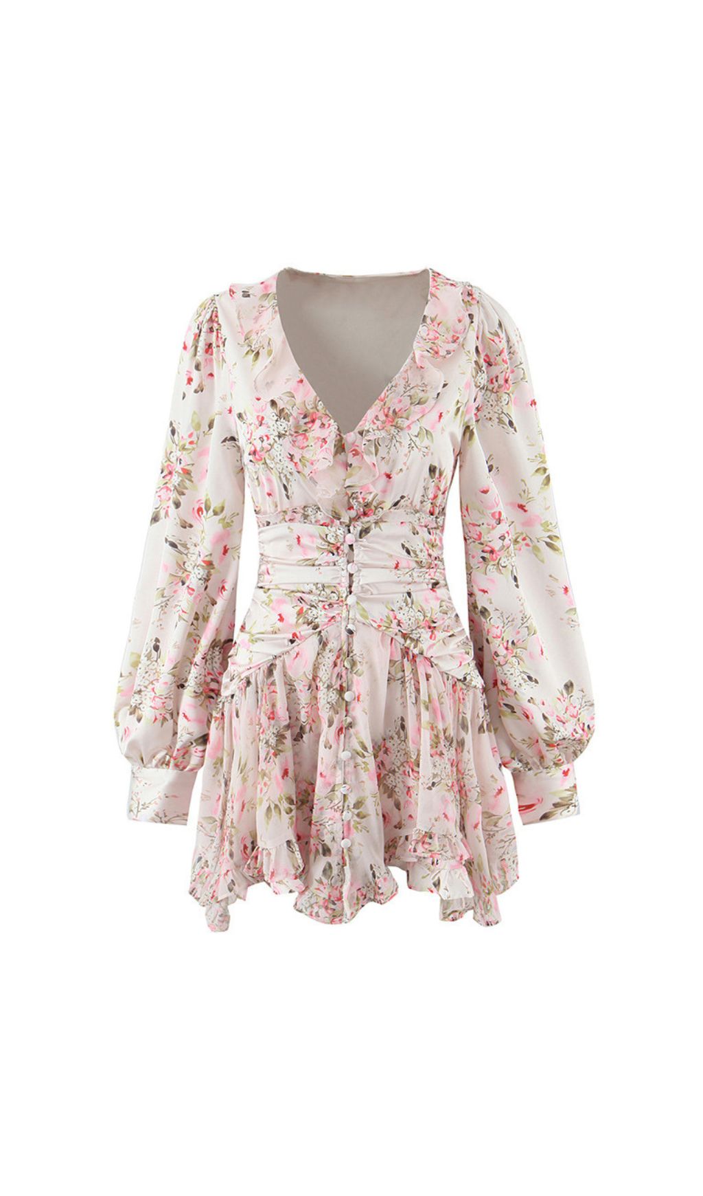 Fashionslee Women Iolanthe Floral Long Sleeve Mini Dress