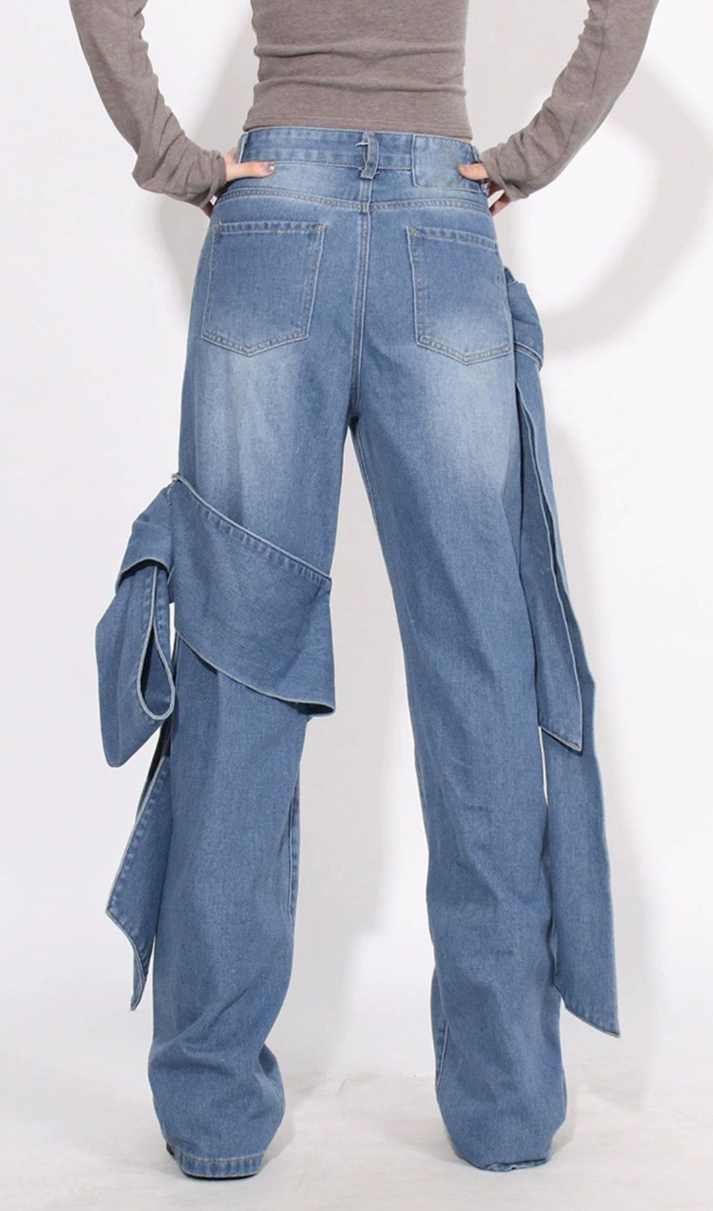 Fashionslee Women Hussain Blue Bow Denim Pants