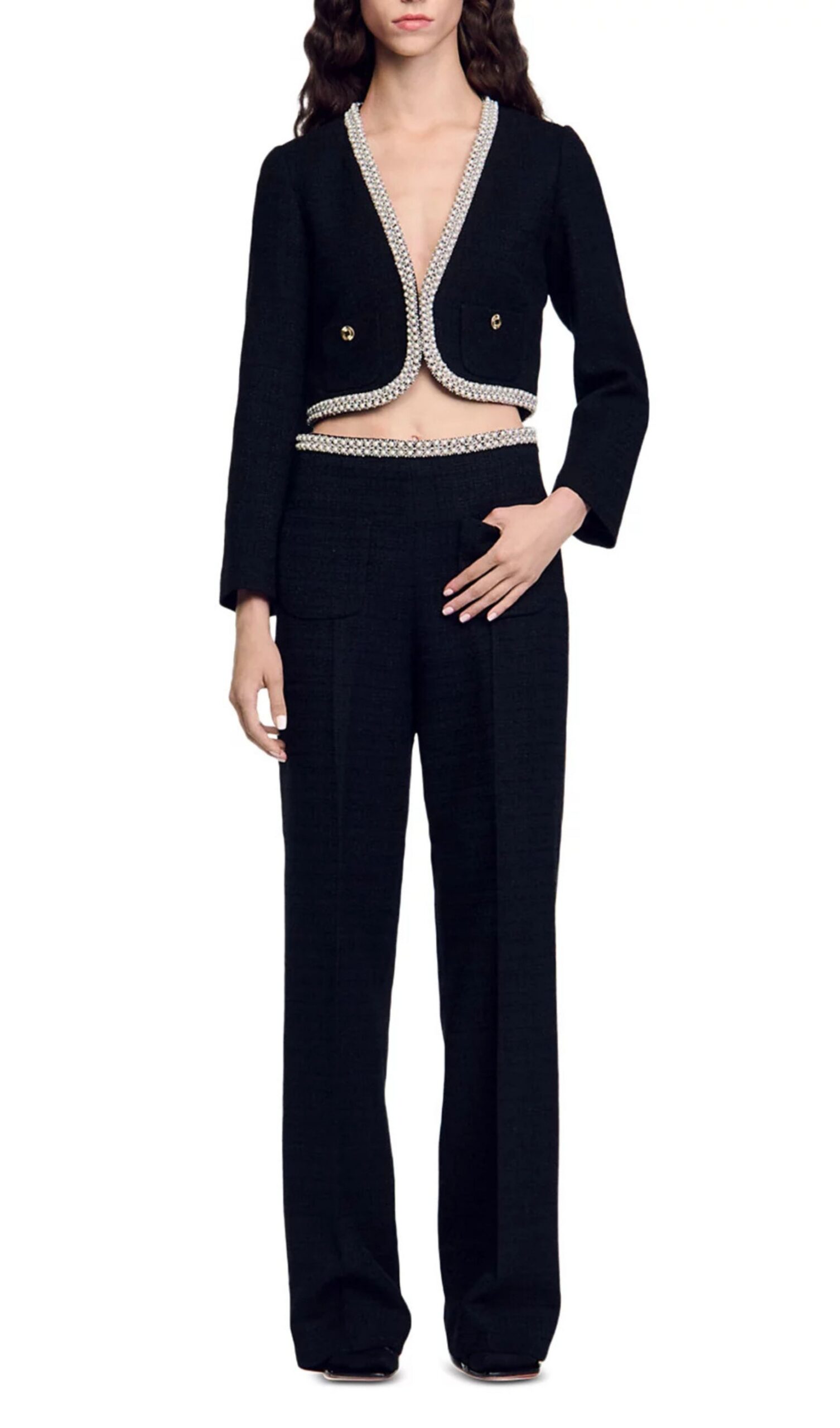 9f6e2be360943c5dcdd299e3ef1b59a7.jpg Fashionslee Women Vaya Beaded Tweed Pants