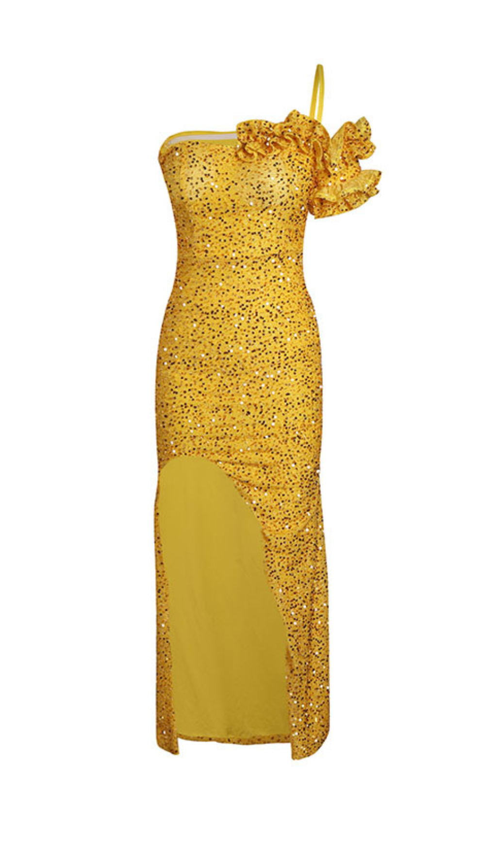 9f8522cc859a4cc575a7d57003ac7a30.png Fashionslee Women Ayn Yellow Sequined Slit Maxi Dress