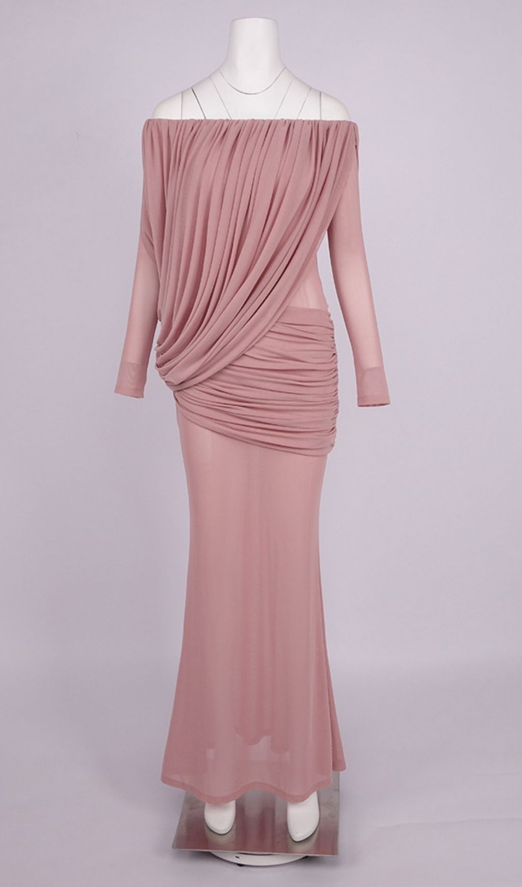 VIRAL OFF-SHOULDER MESH MAXI DRESS - OWNCI VIRAL OFF-SHOULDER MESH MAXI DRESS - OWNCI