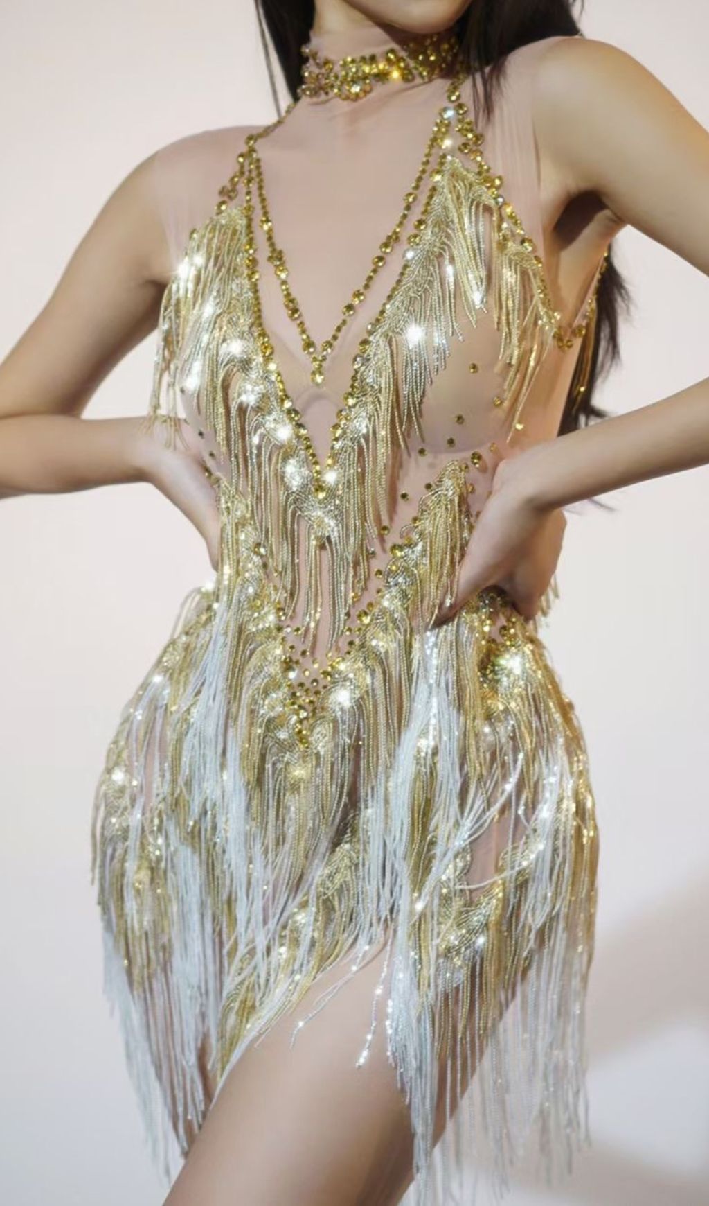 Fashionslee Women Fion Sleeveless Sequin Tassel Mini Dress