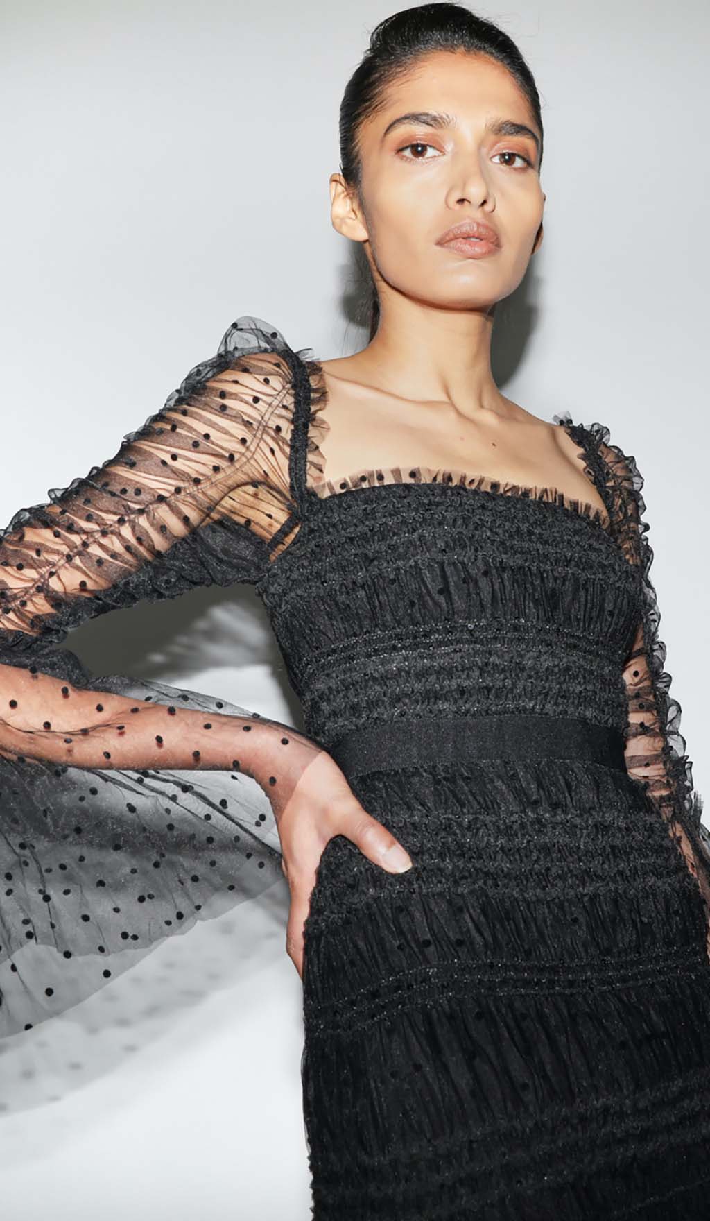 9ff059024559d09be0227b3f07fad89e.jpeg Fashionslee Women Dot Mesh Midi Dress In Black