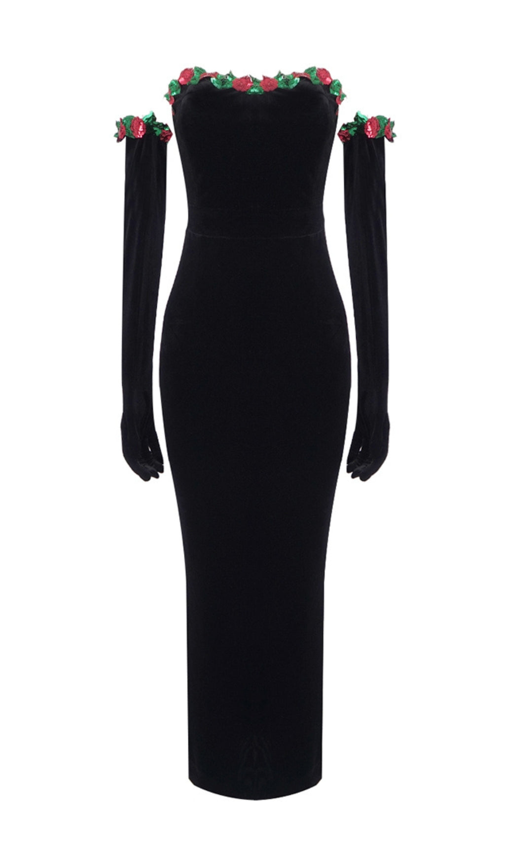 a009a8322c87ca82e711bbbbdeb6bcaa.jpeg Fashionslee Women Anomie Floral Detail Midi Velvet Dress