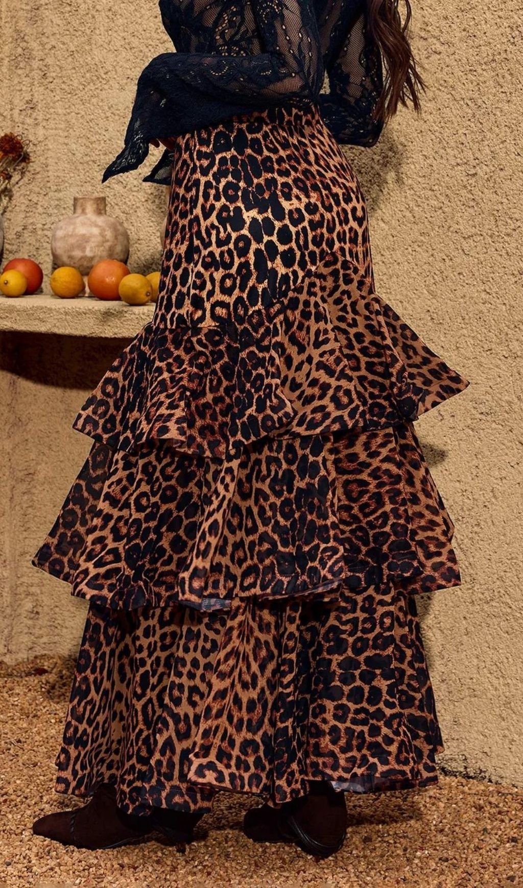 Fashionslee Women Cherene Leopard Tiered Skirt