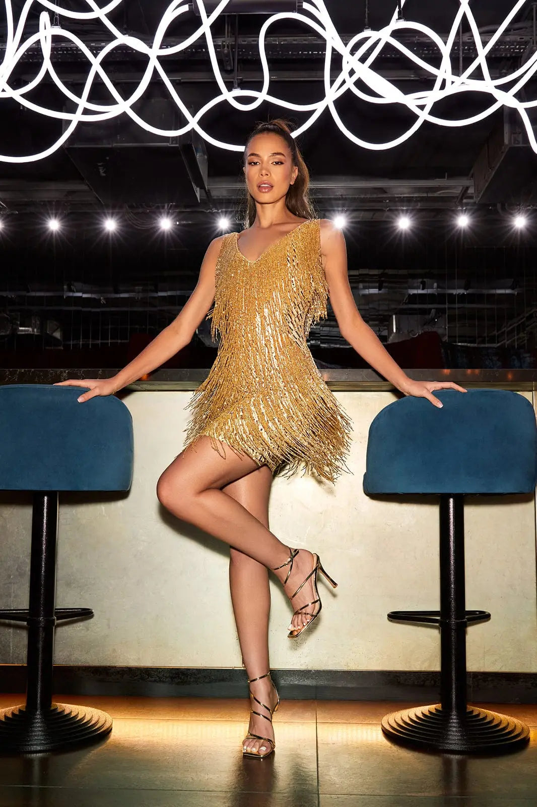 a0233f61ae49da1e0ad92272f27b8516.jpeg Fashionslee Women Sadie Gold Mini Dress