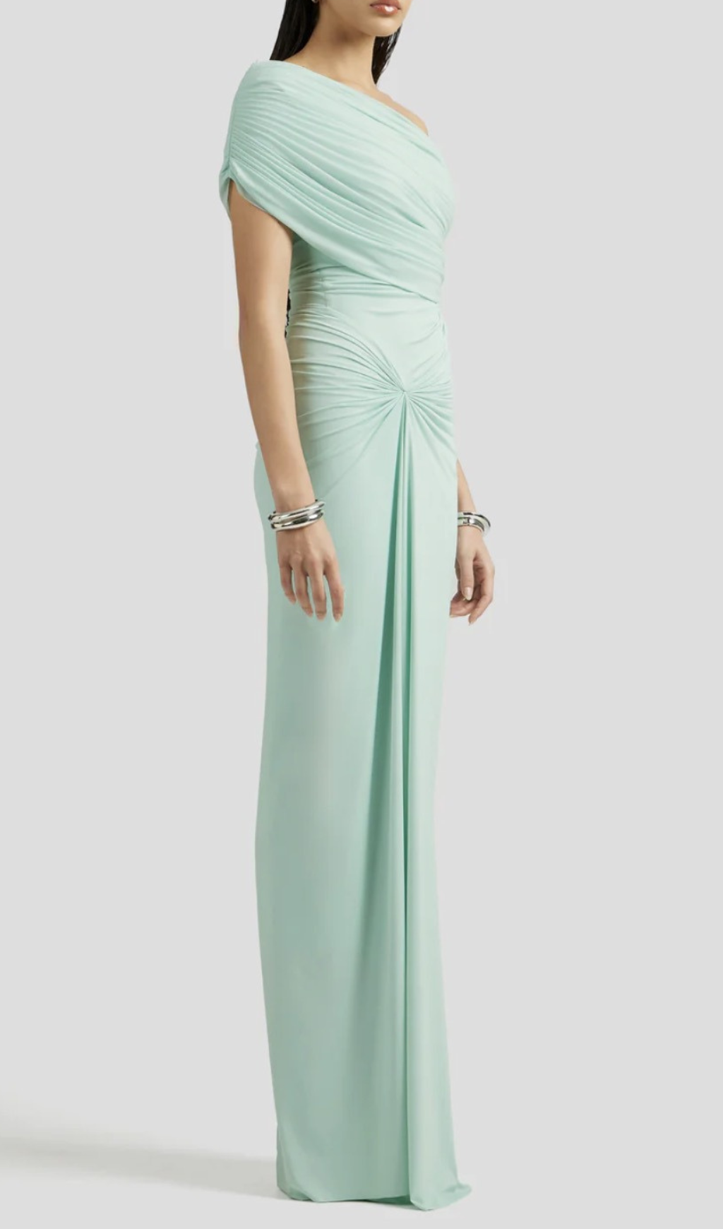 Fashionslee Women Henryk Mint Ruched Maxi Dress