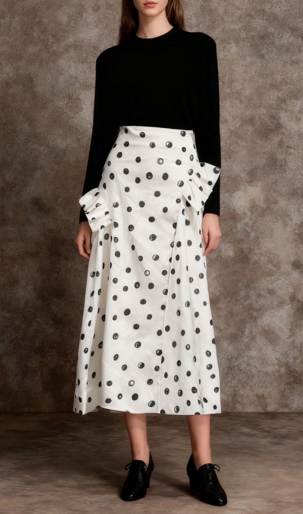 a0291260b52ede072d11f43688ddfa42.jpg Fashionslee Women Iwan Dot Midi Skirt