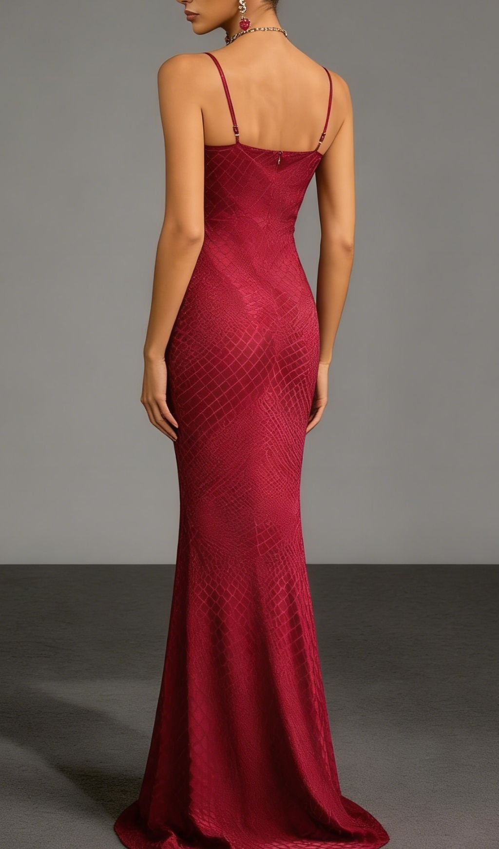 Fashionslee Women Velyxar Spaghetti Crocodile Maxi Dress