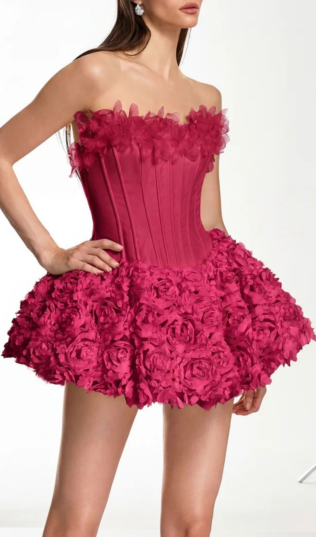 a05276fc6bbb1e0dfb090eb49a65aa8f.jpg Fashionslee Women Ulthar Strapless Flower Mini Dress In Hot Pink