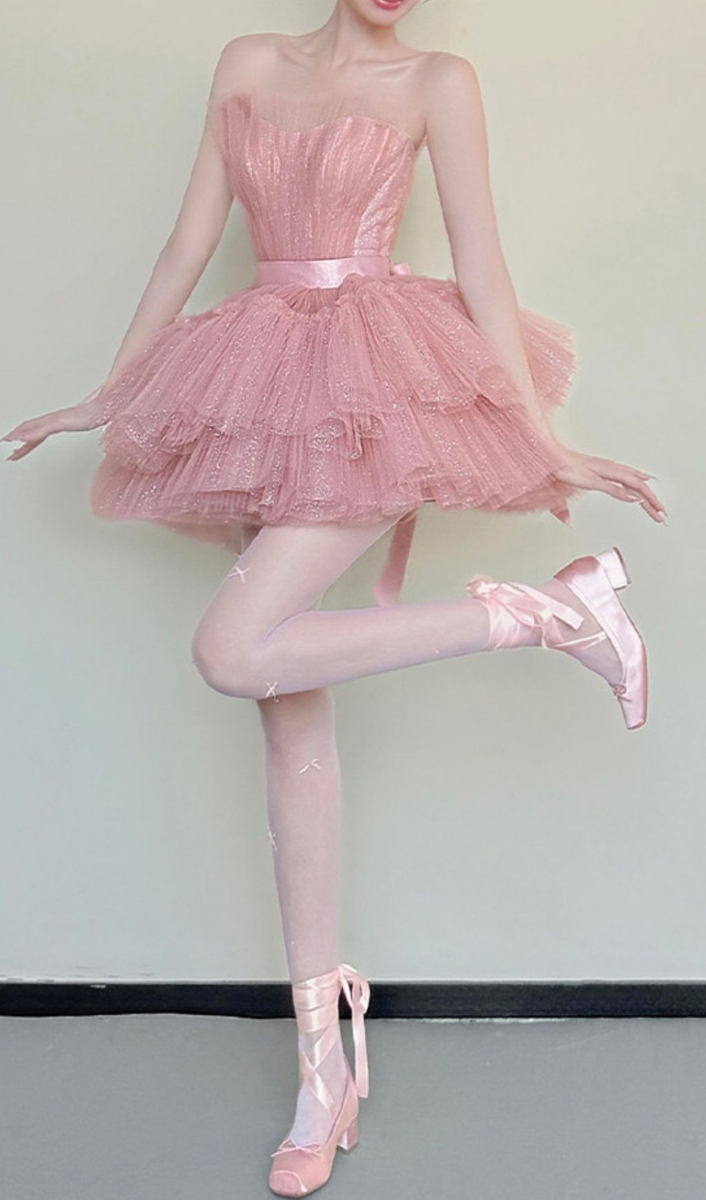 Fashionslee Women Kármen Pink Mesh Mini Dress