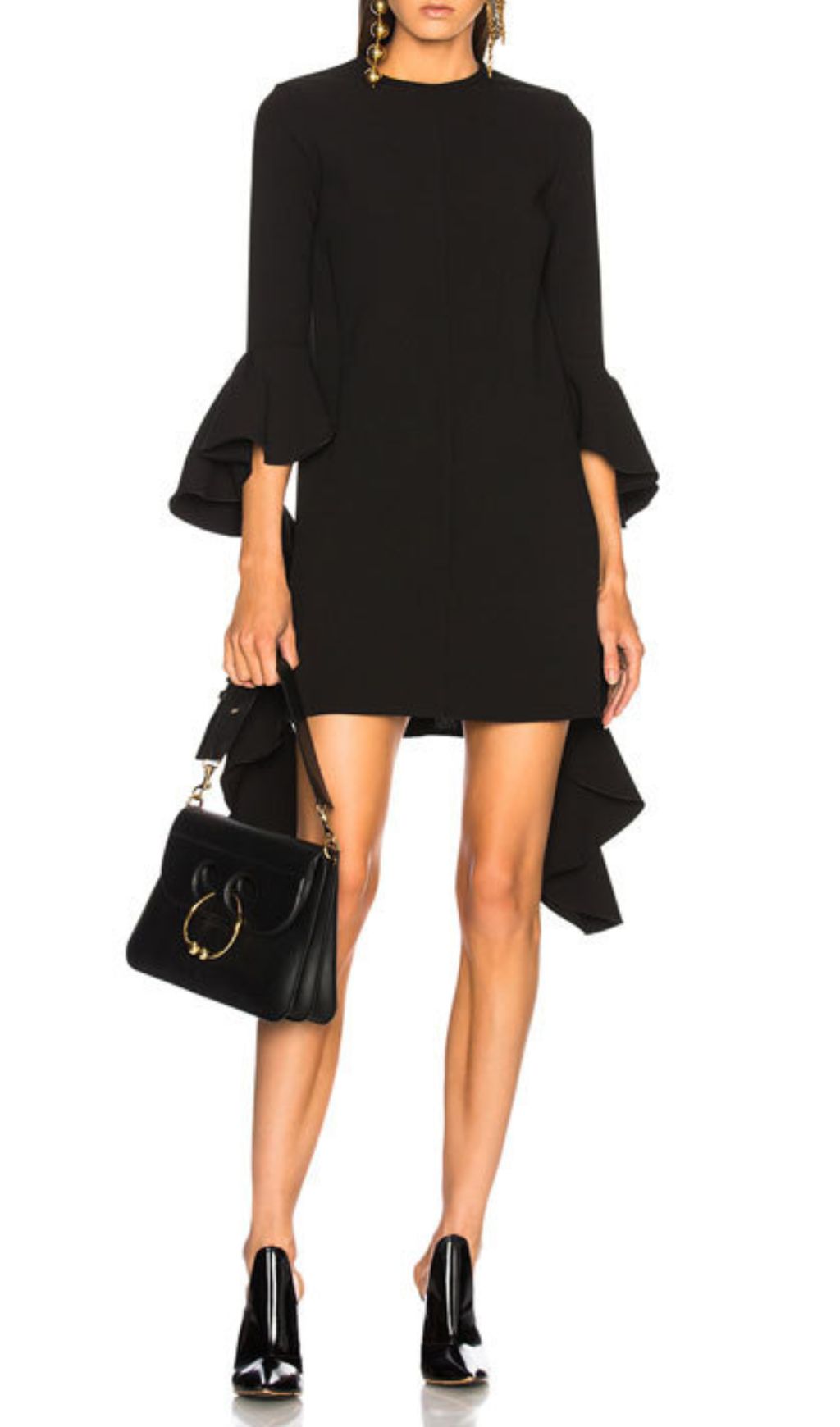 Fashionslee Women Hanzo Black Long Sleeve Mini Dress