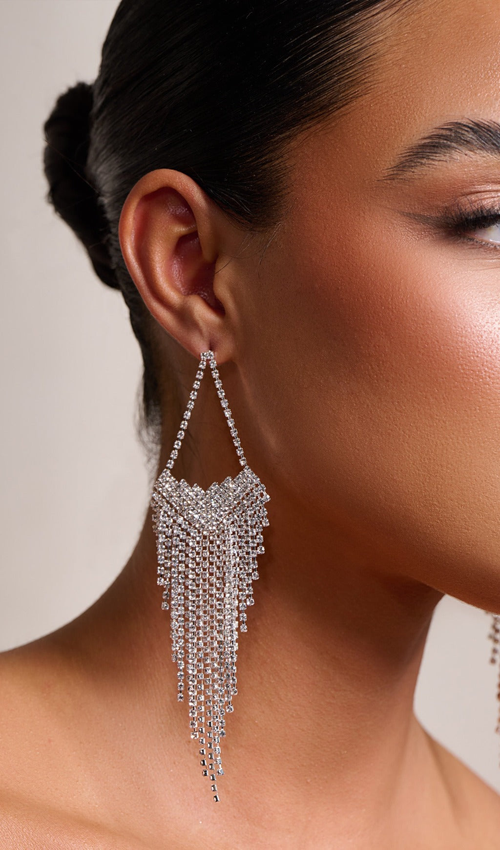 Fashionslee Women Silver Statement Teardrop Tassel Earrings