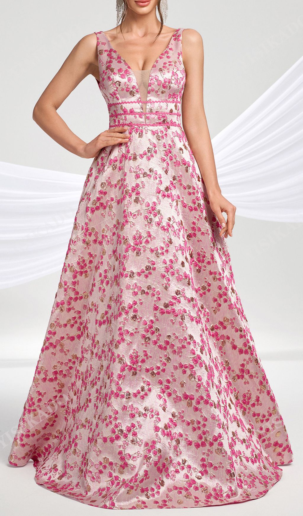 Fashionslee Women Hamida Floral V-Neck Maxi Dress