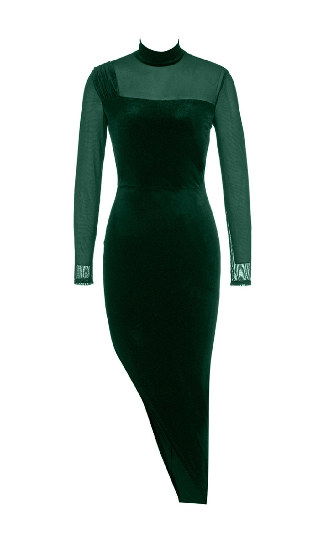 a0e6b51821efaf363c3ec89732e549c5.jpeg Fashionslee Women Alessia Green Mesh Velvet Midi Dress