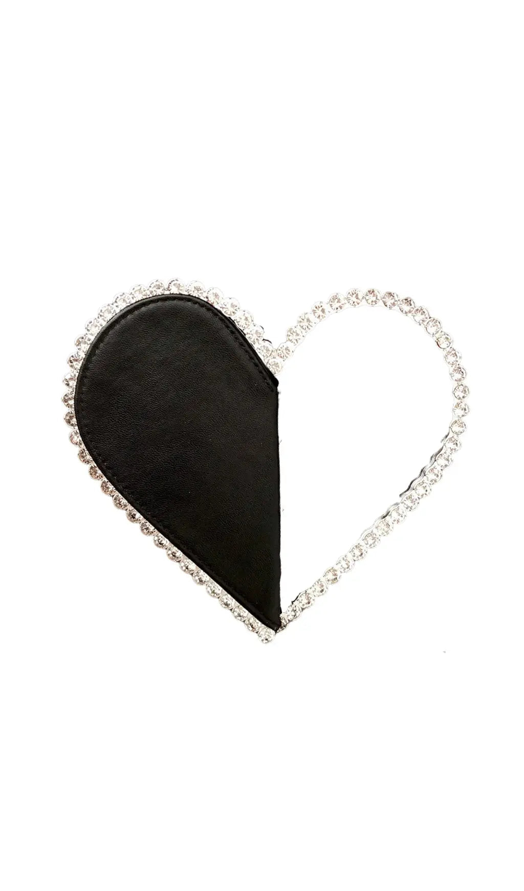 Fashionslee Women Black Love Diamond Leather Clutch