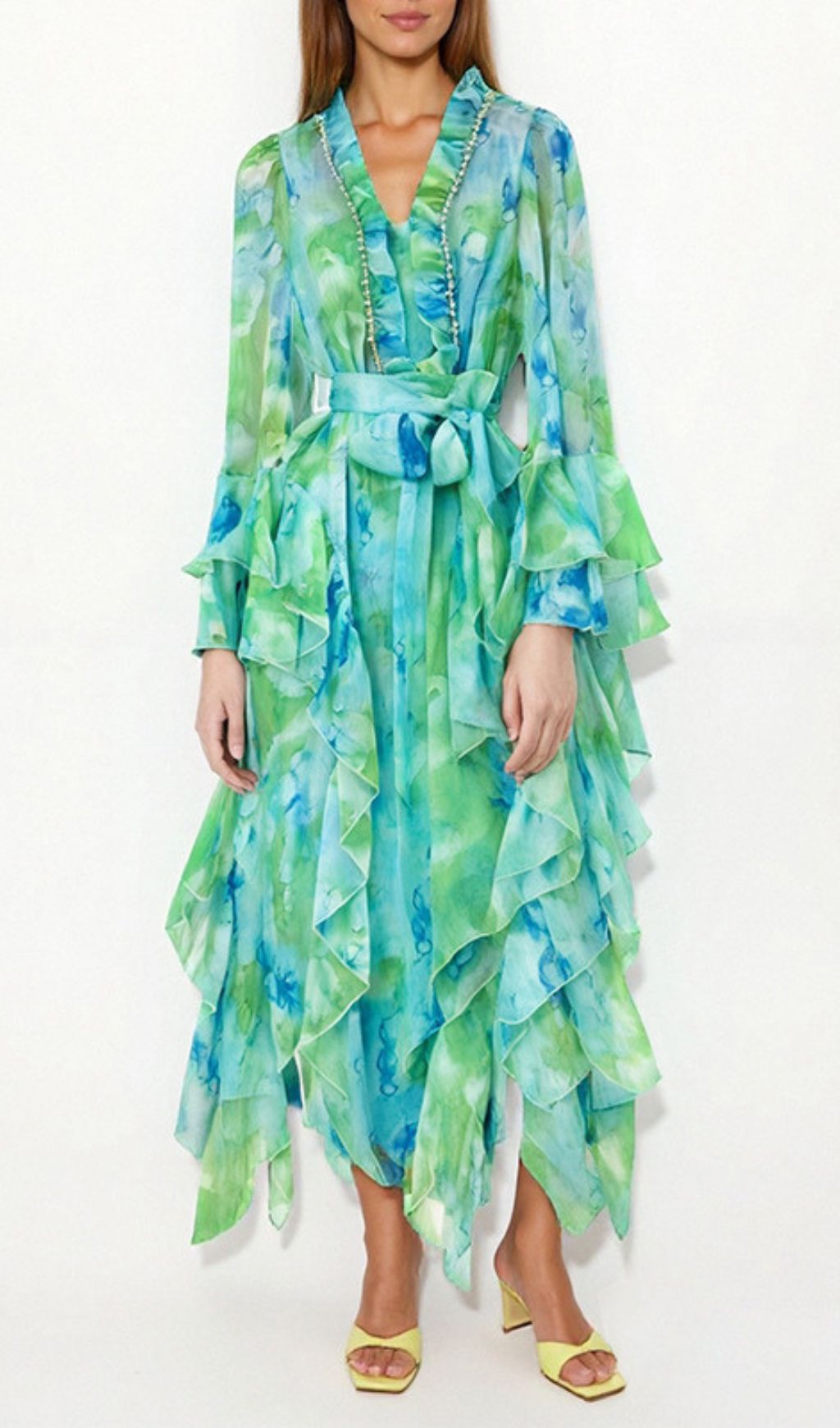 Fashionslee Women Gillian Printed Long Sleeve Maxi Dress