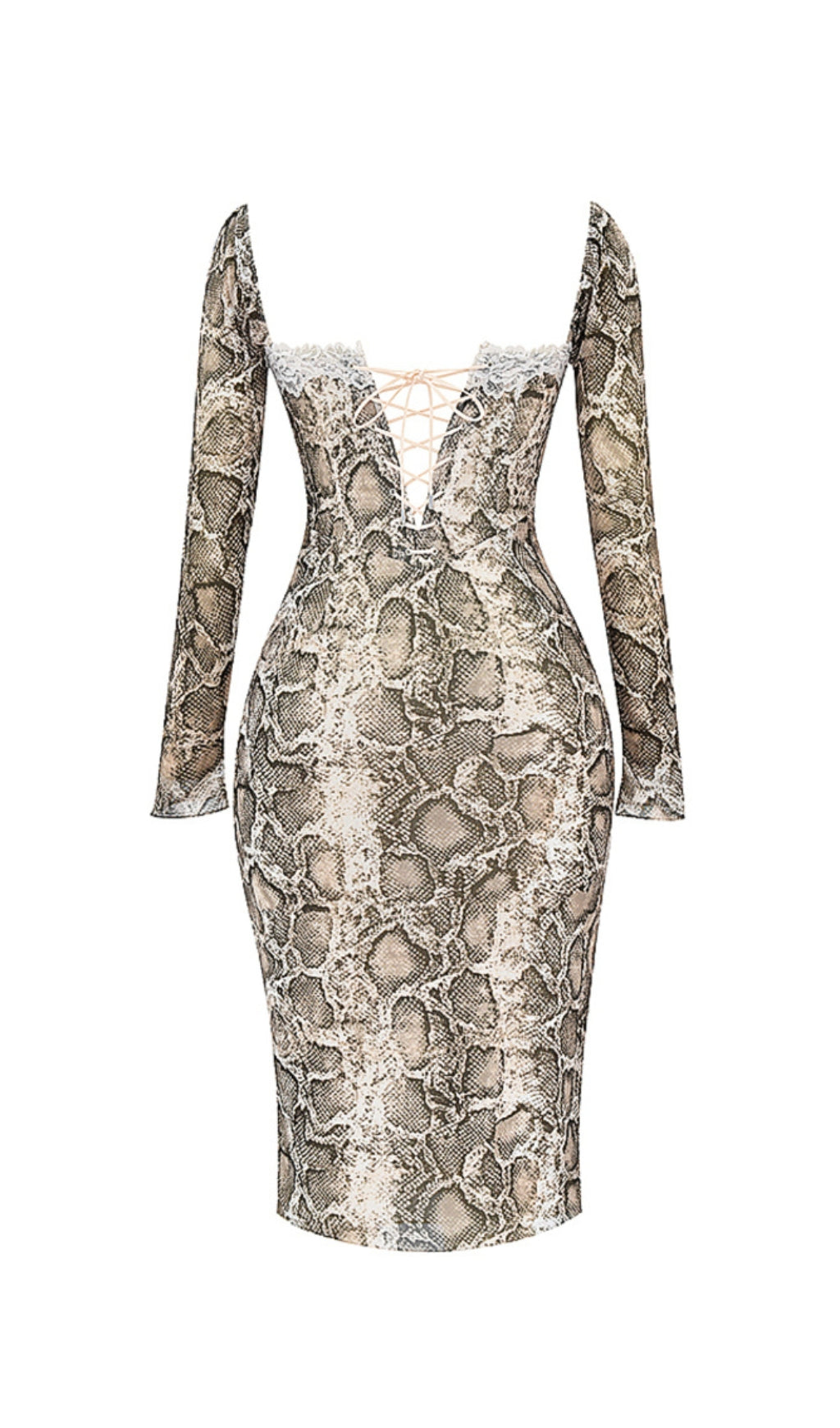 a13f1802215fb7dc9034c029352a3bf6.jpeg Fashionslee Women Serpentine Printed Long Sleeve Midi Dress