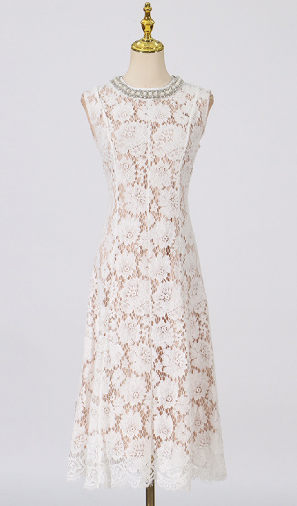 a17c654fff1934e824d44b7d2e6f0860.jpg Fashionslee Women Fine Lace Pearl Midi Dress