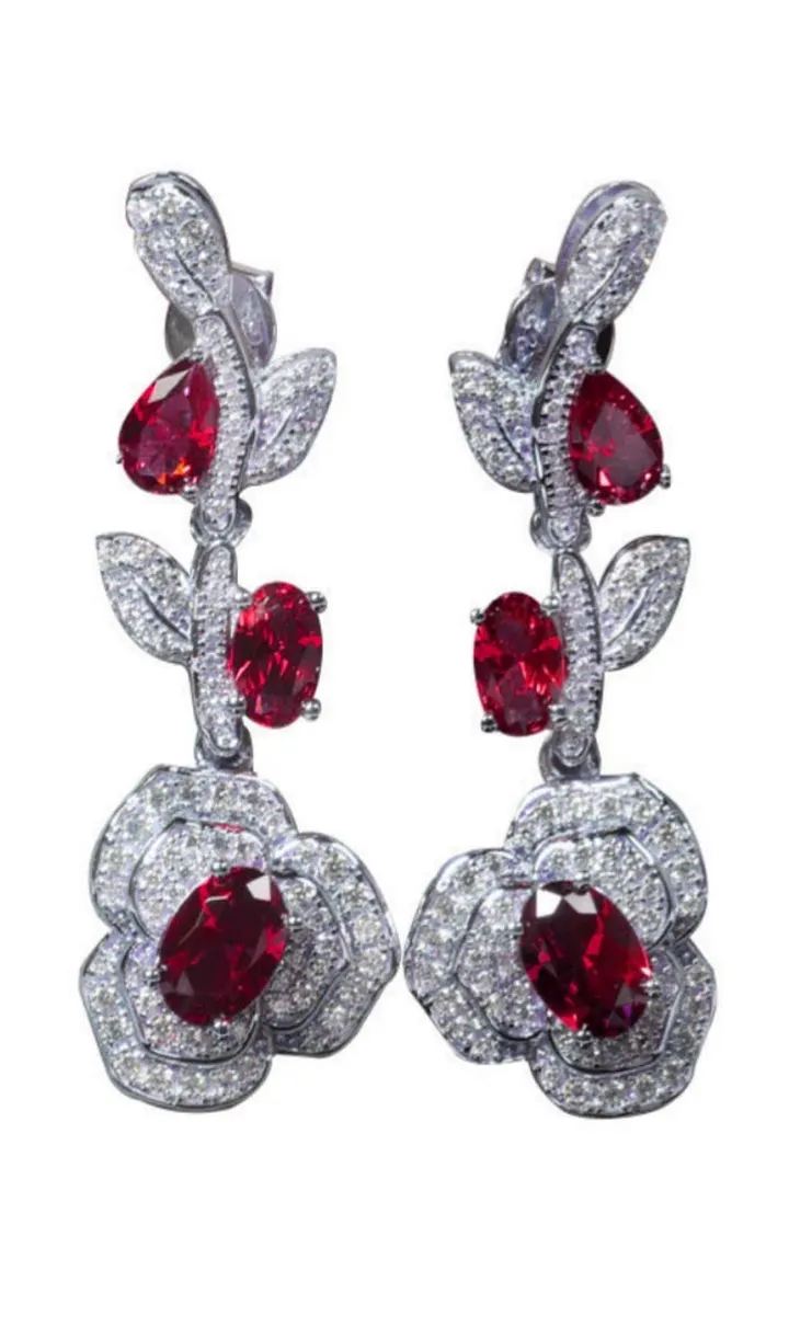 CRYSTAL FLOWER DROP EARRINGS TRENDING - OWNCI