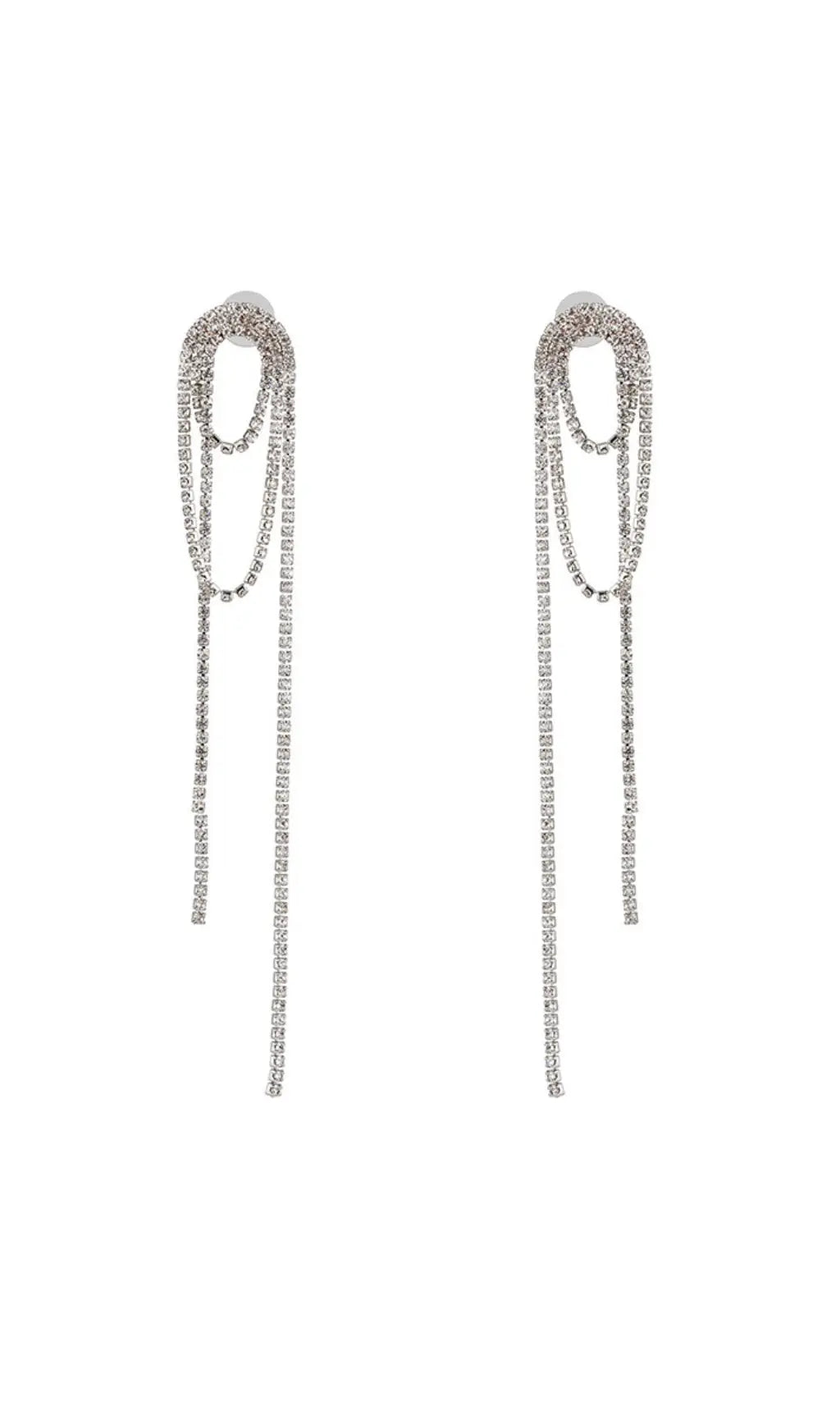 Fashionslee Women Silver Diamond Tassel Earrings