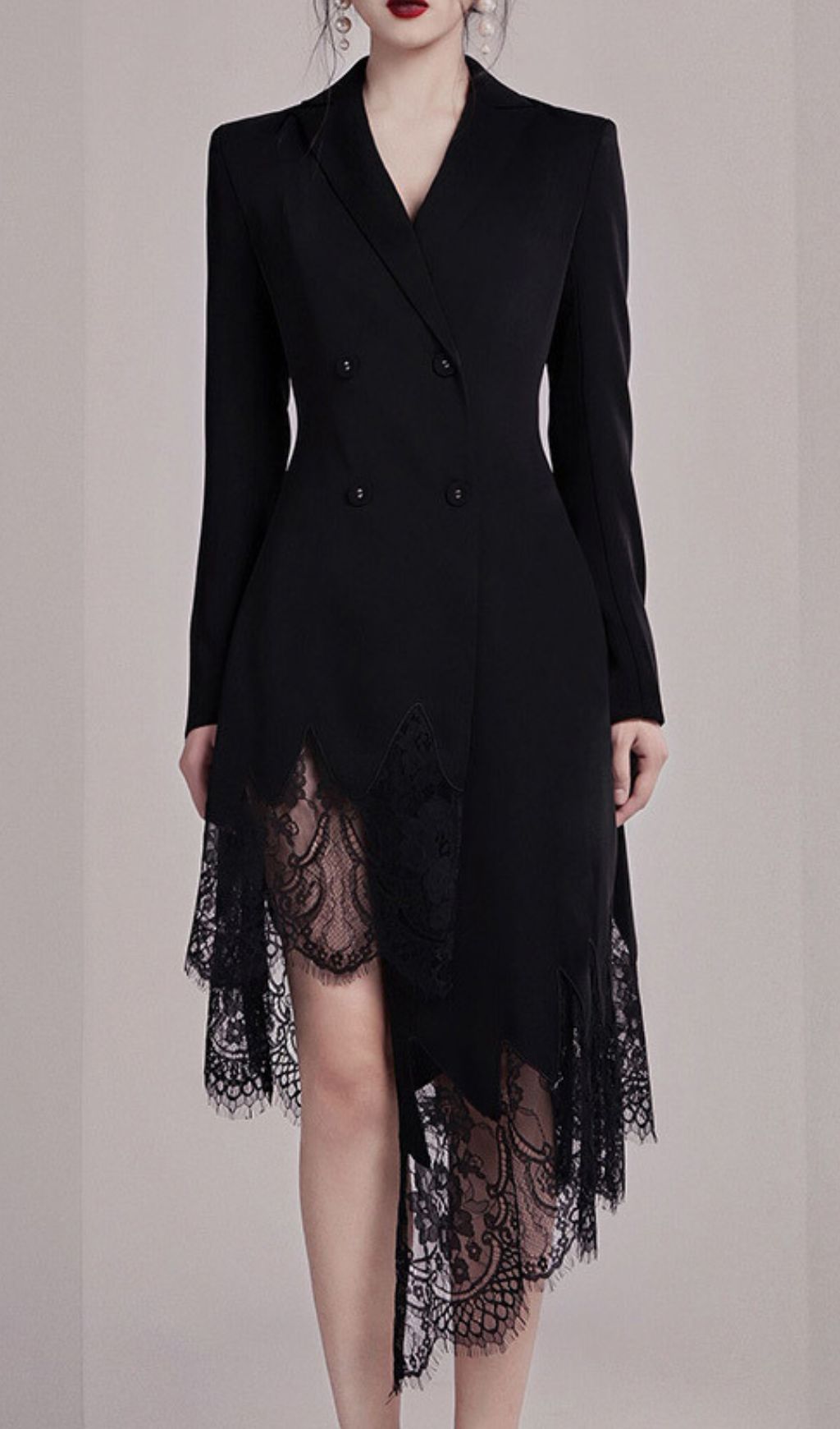 Fashionslee Women Inez Black Long Sleeve Blazer Dress