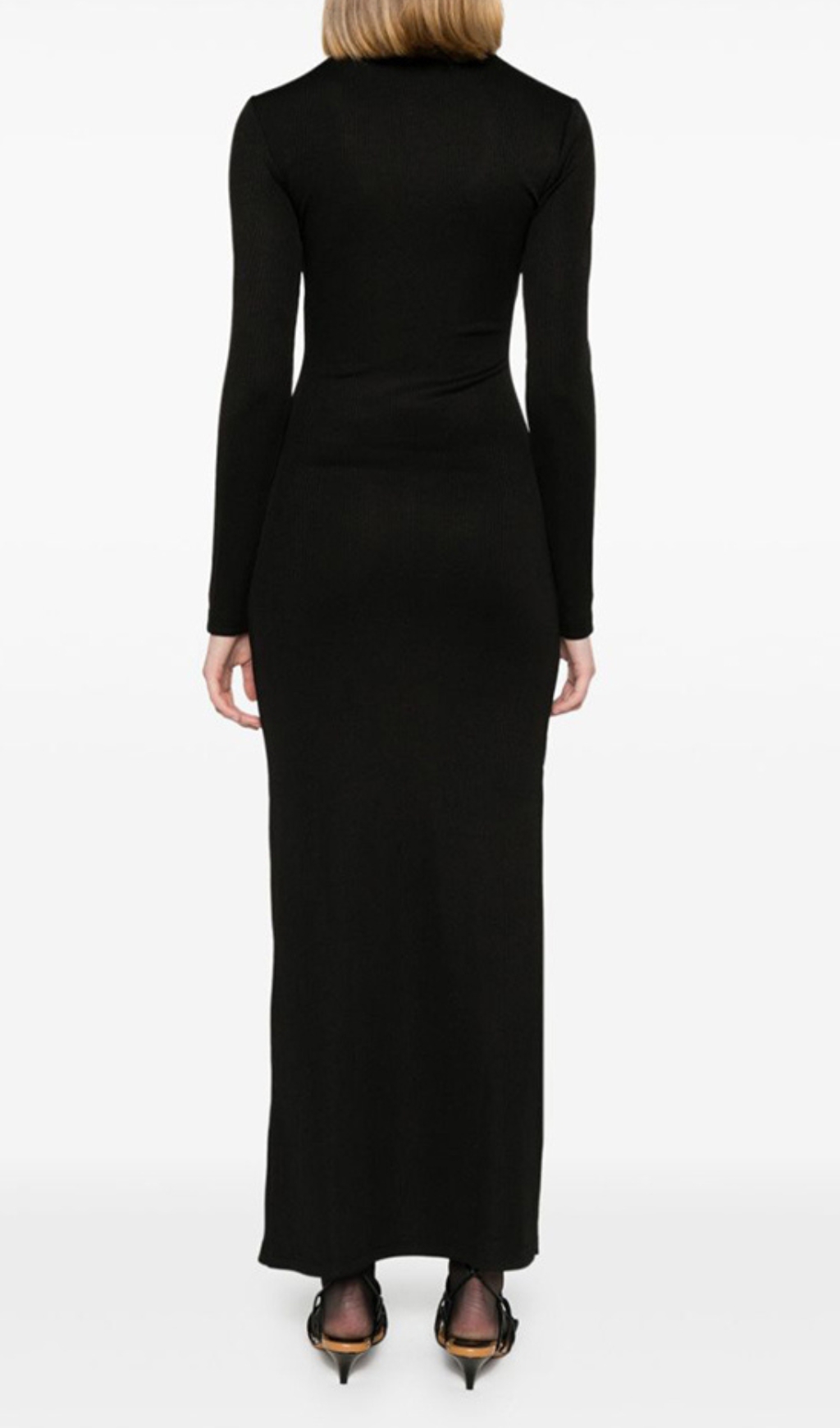 Fashionslee Women Barbel Black Cutout Long Sleeve Maxi Dress