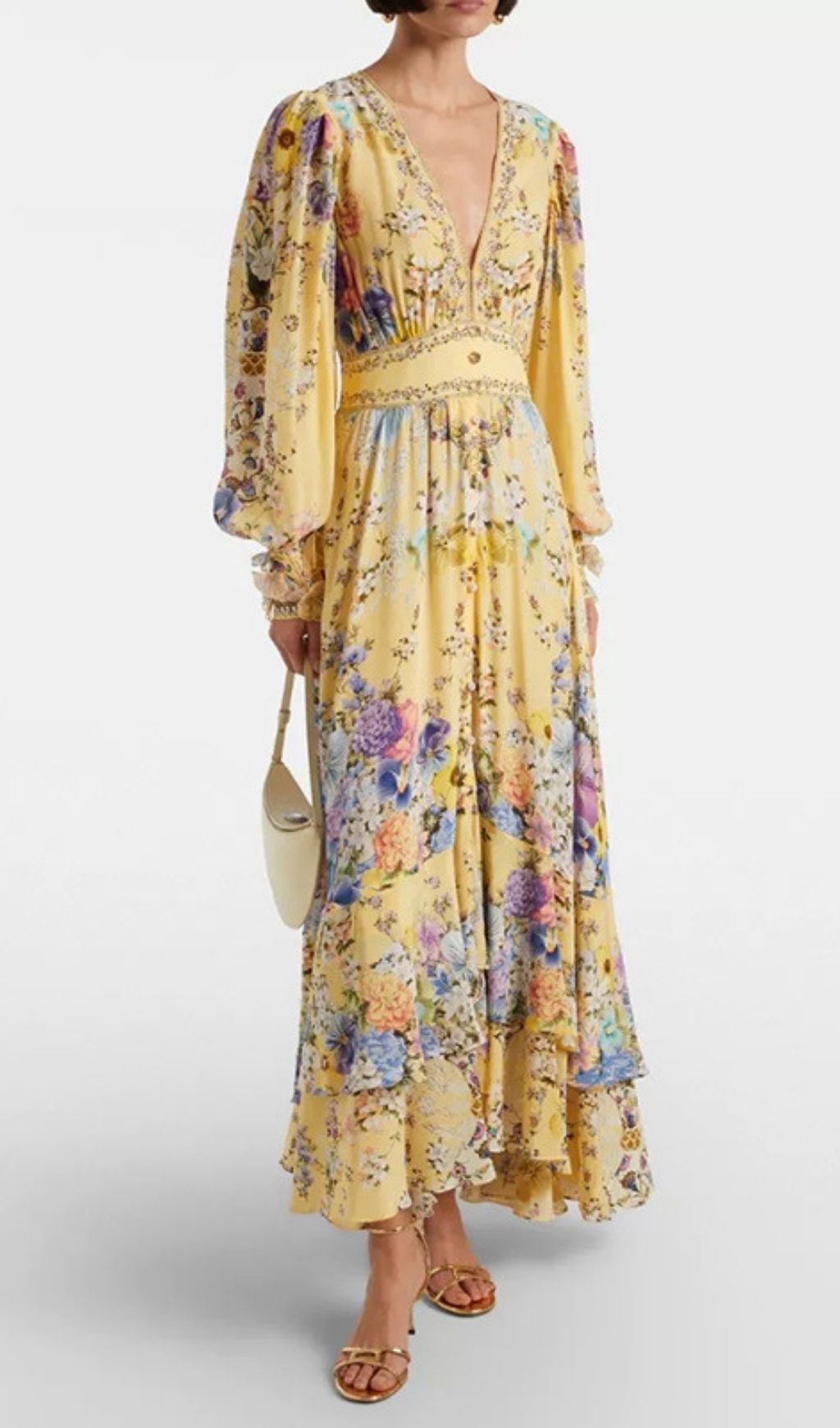 Fashionslee Women Kayli Yellow Floral Long Sleeve Maxi Dress