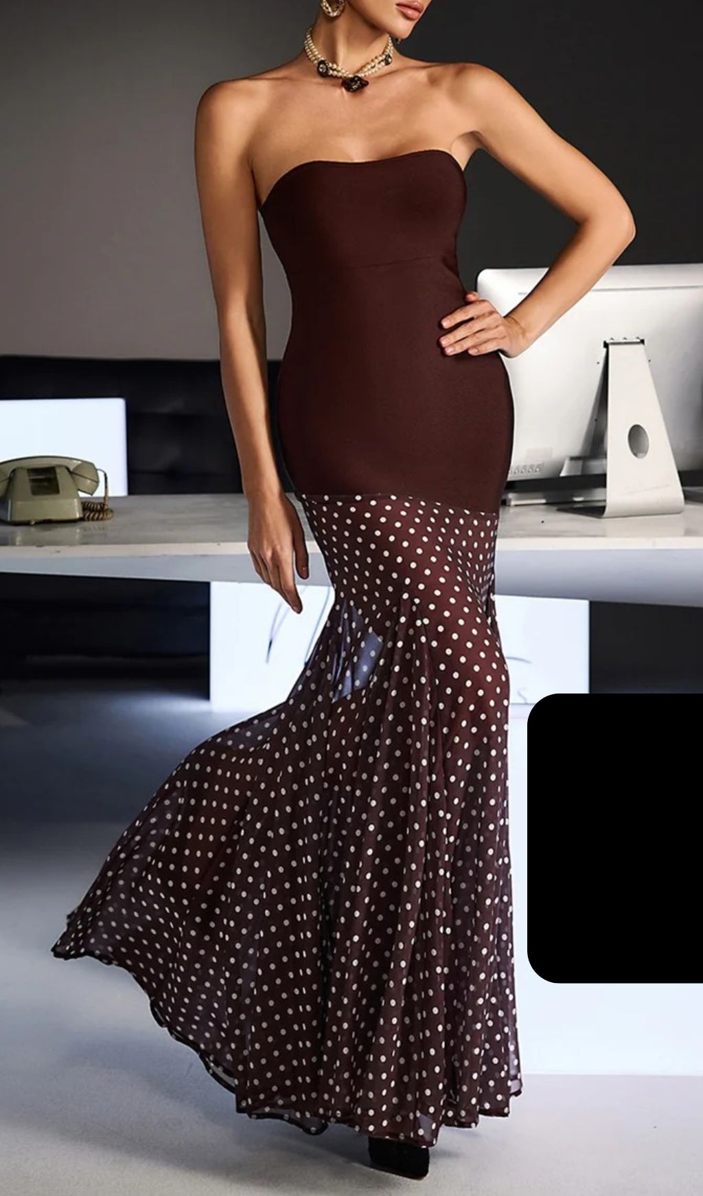 a22cfeb4012ab52b2ba320800fe0d90f.jpg Fashionslee Women Fermintxo Strapless Bandage Dot Maxi Dress